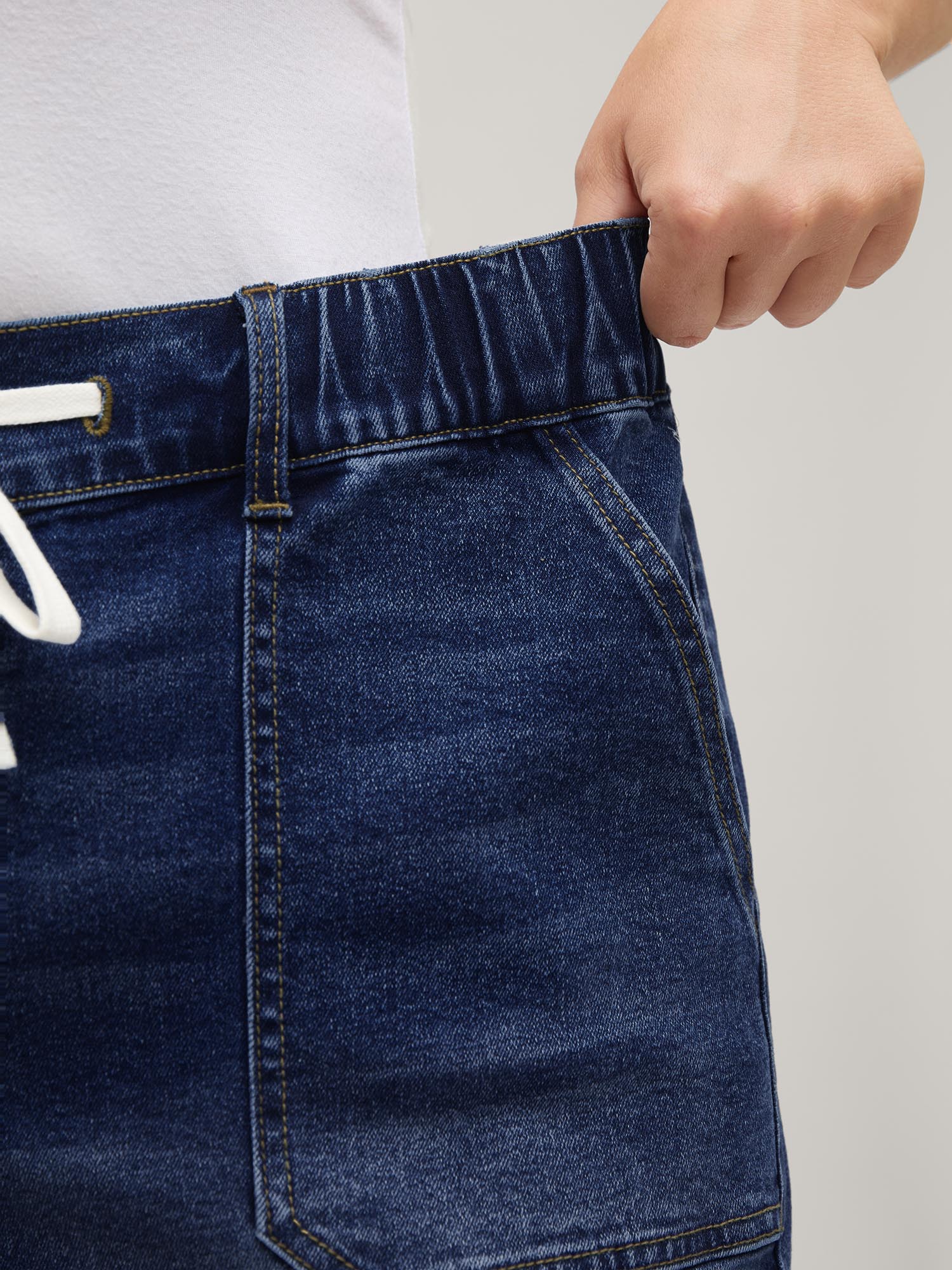 Pull-On Folded Hem High-Rise Denim Shorts - Image 18