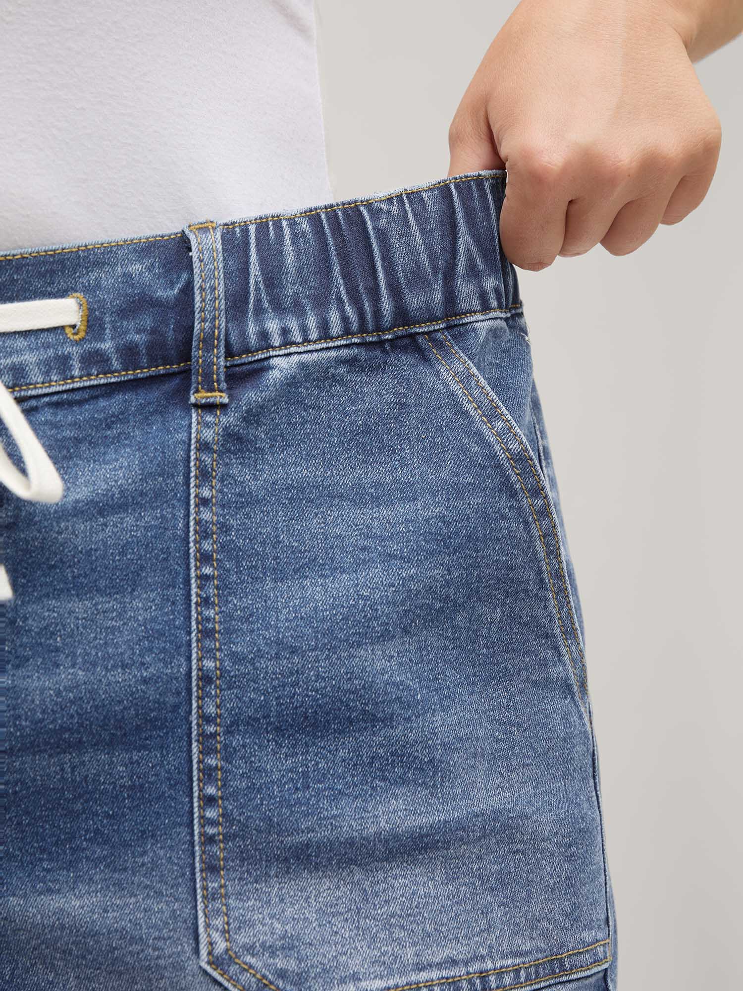 Pull-On Folded Hem High-Rise Denim Shorts - Image 24