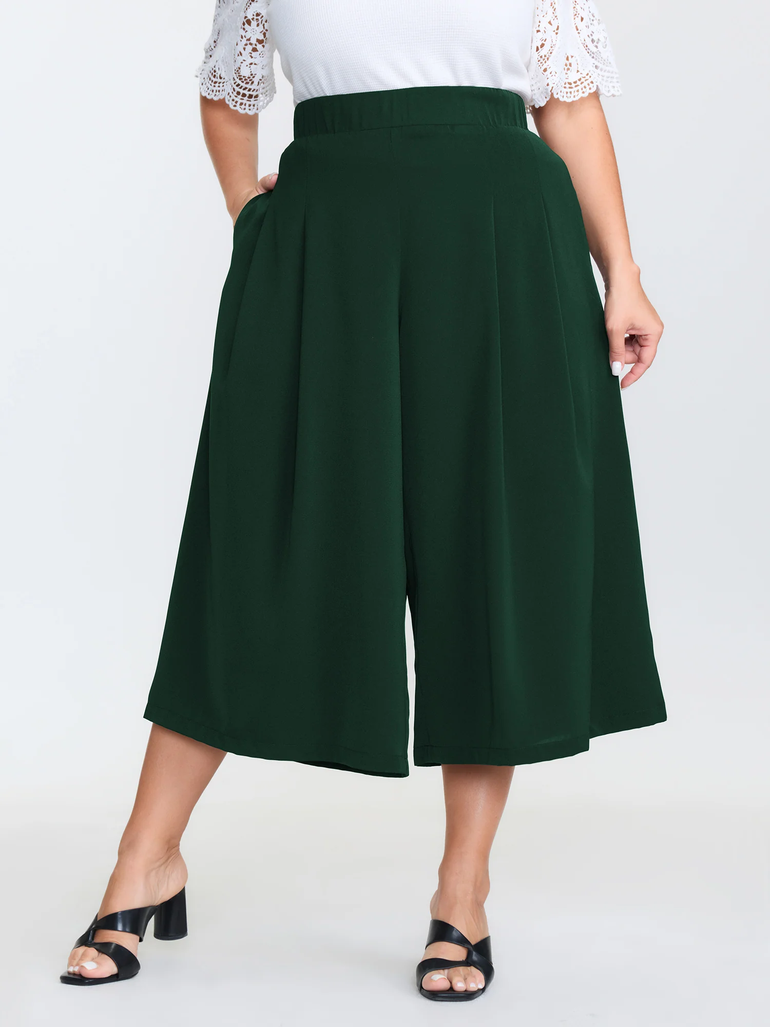 Stretchy Waist Wide-Leg Pants - Image 10