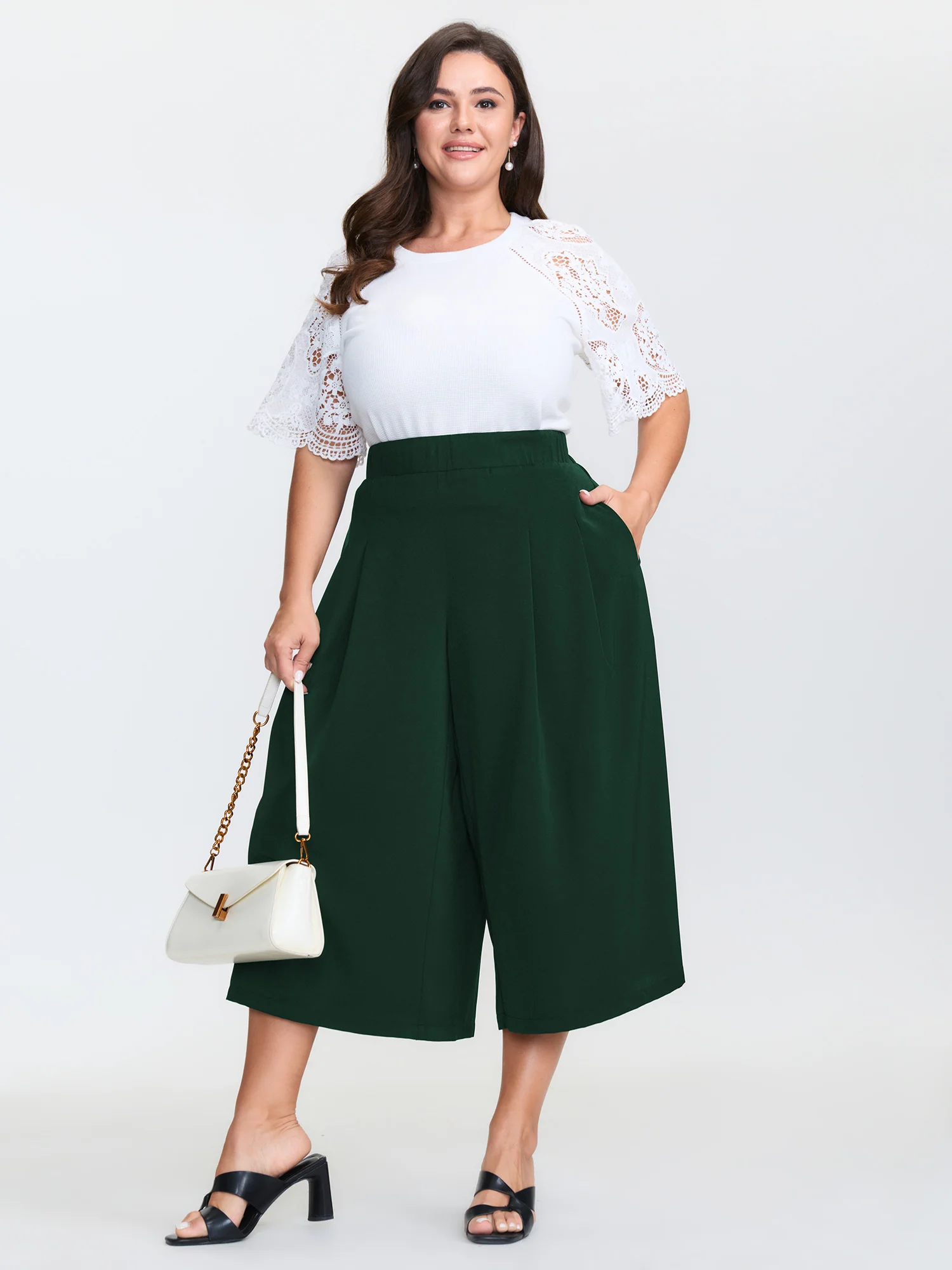 Stretchy Waist Wide-Leg Pants - Image 11
