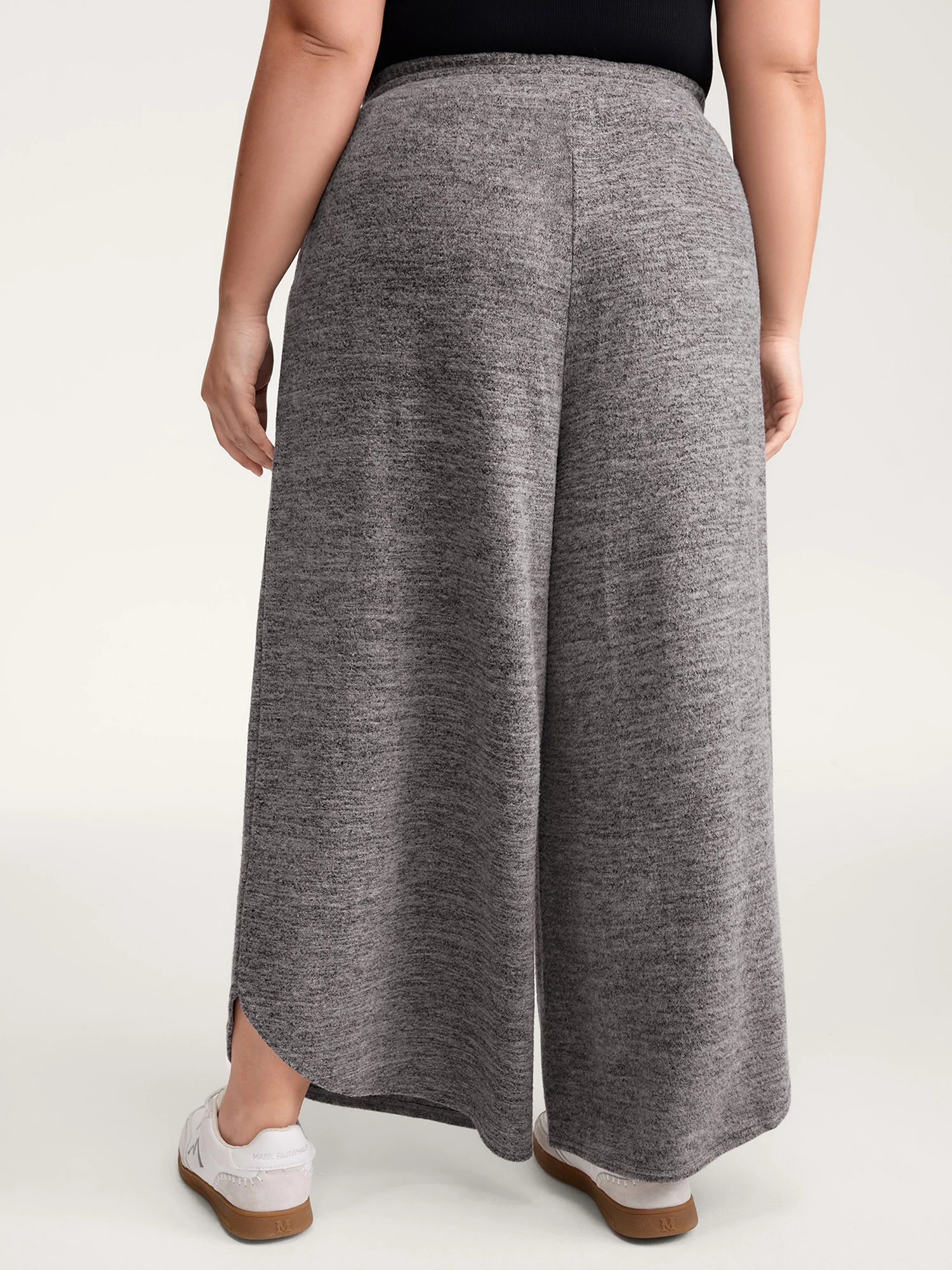 Stretchy Waistband Color-Mix Knit Pants - Image 4