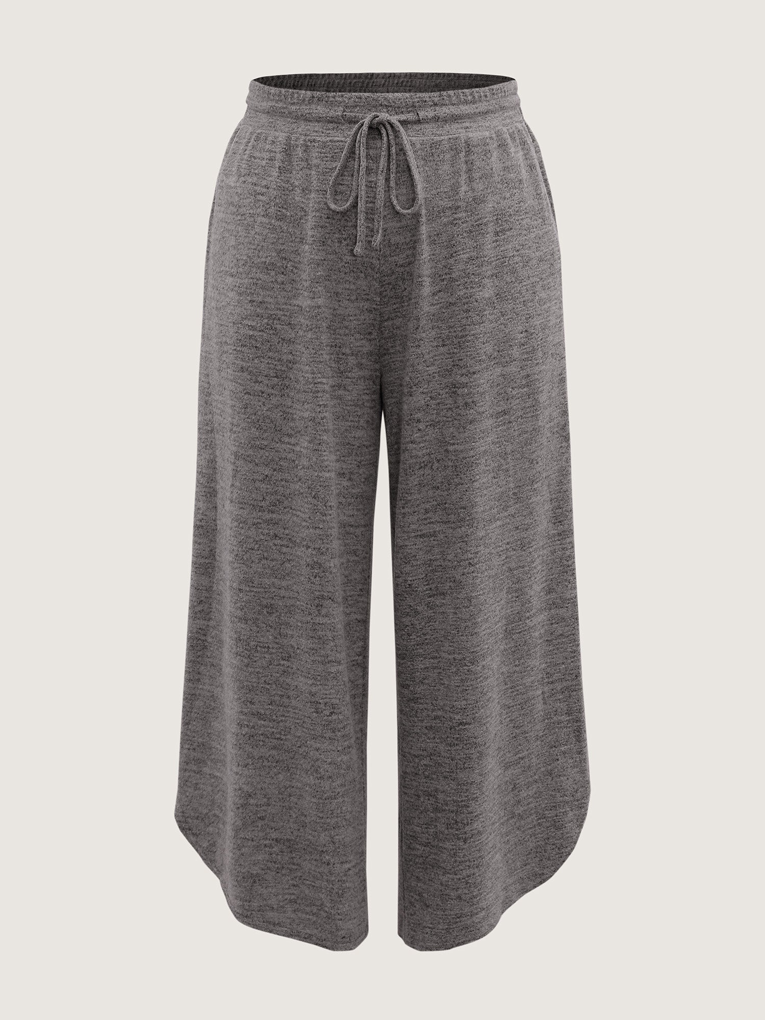 Stretchy Waistband Color-Mix Knit Pants - Image 7