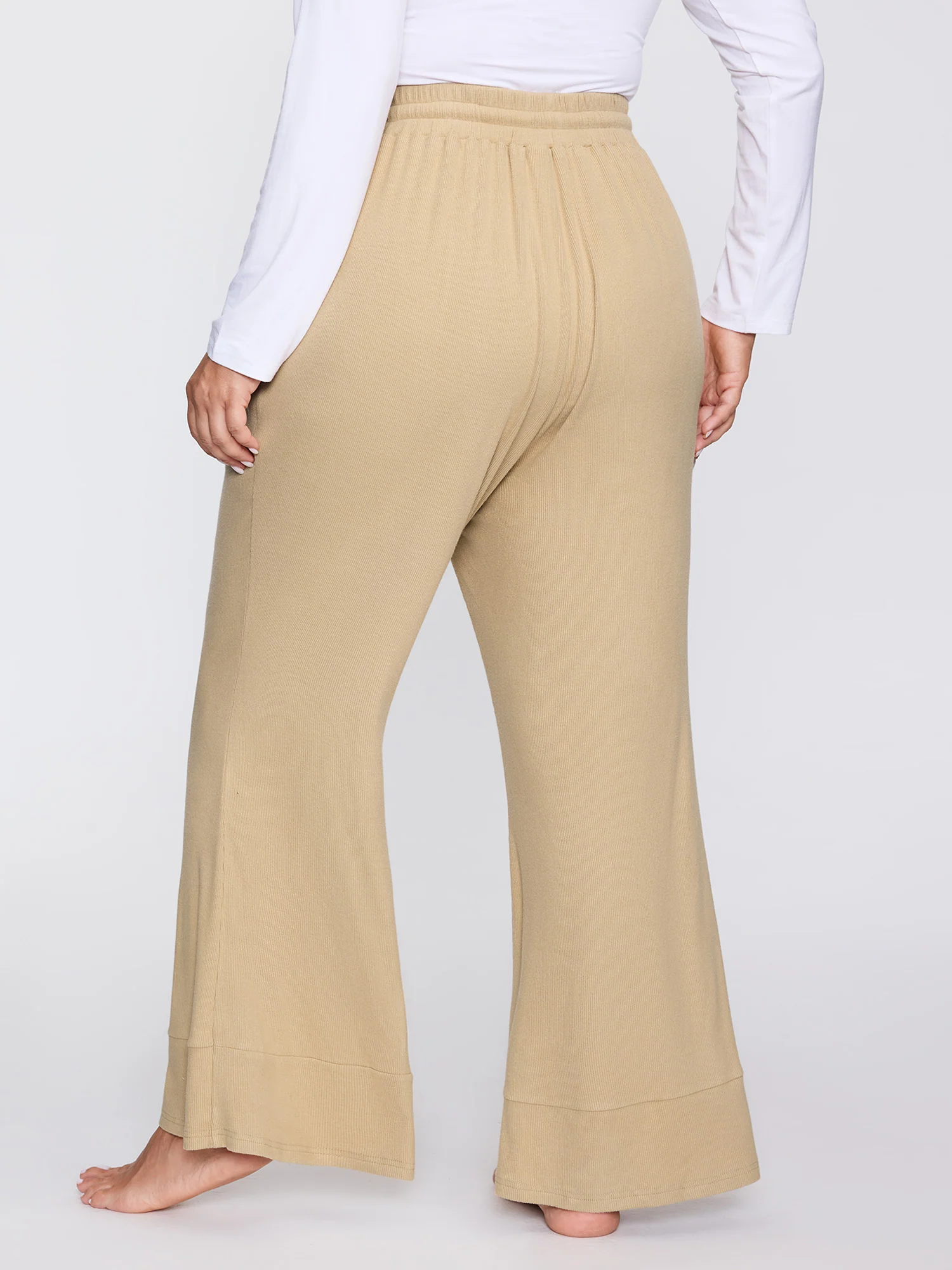Stretchy Waistband Flared Hem Lounge Bottoms - Image 5