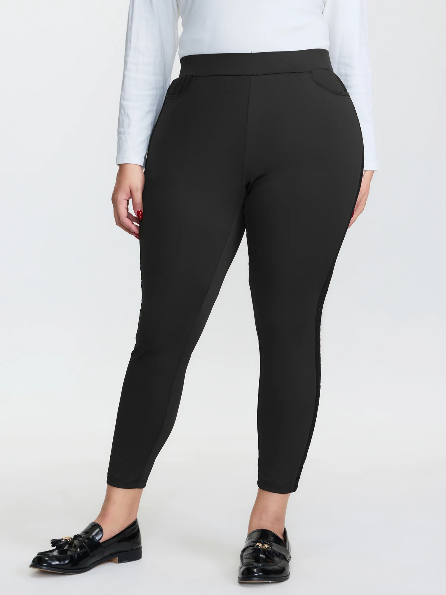 Stretchy Waistband Skinny-Fit Pants - Image 5