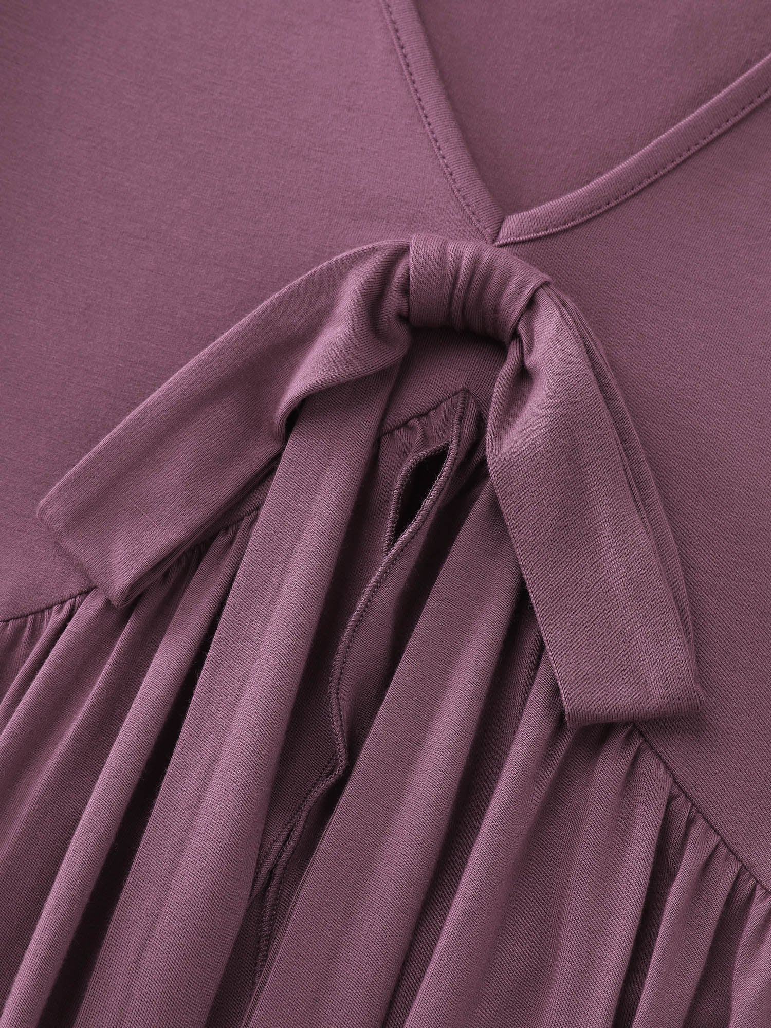 Stretchy Waistband Tie-Front Ruffled Knit Top - Image 5
