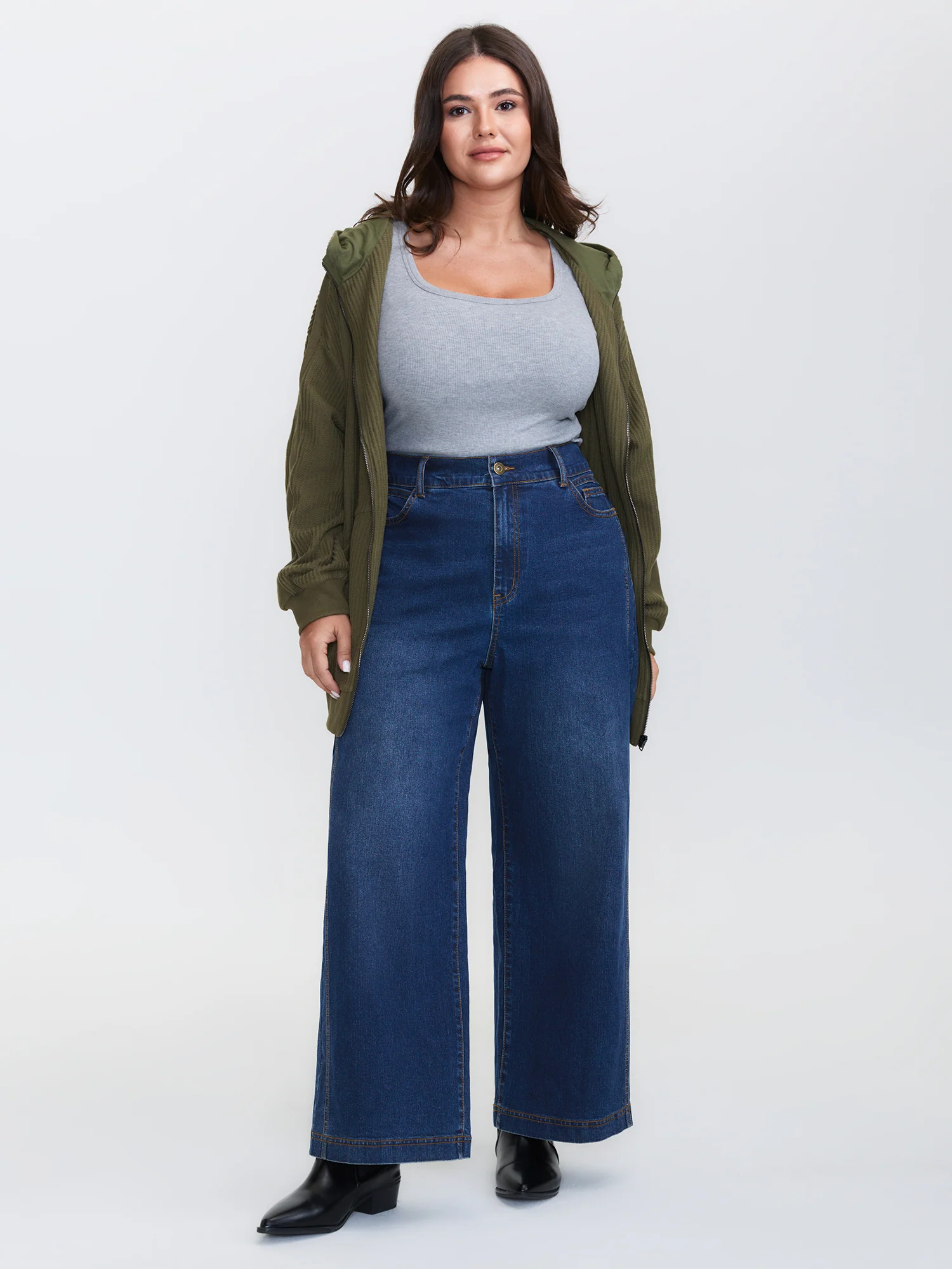 Relaxed-Fit Back Elastic Waist Wide-Leg Jeans - Image 2