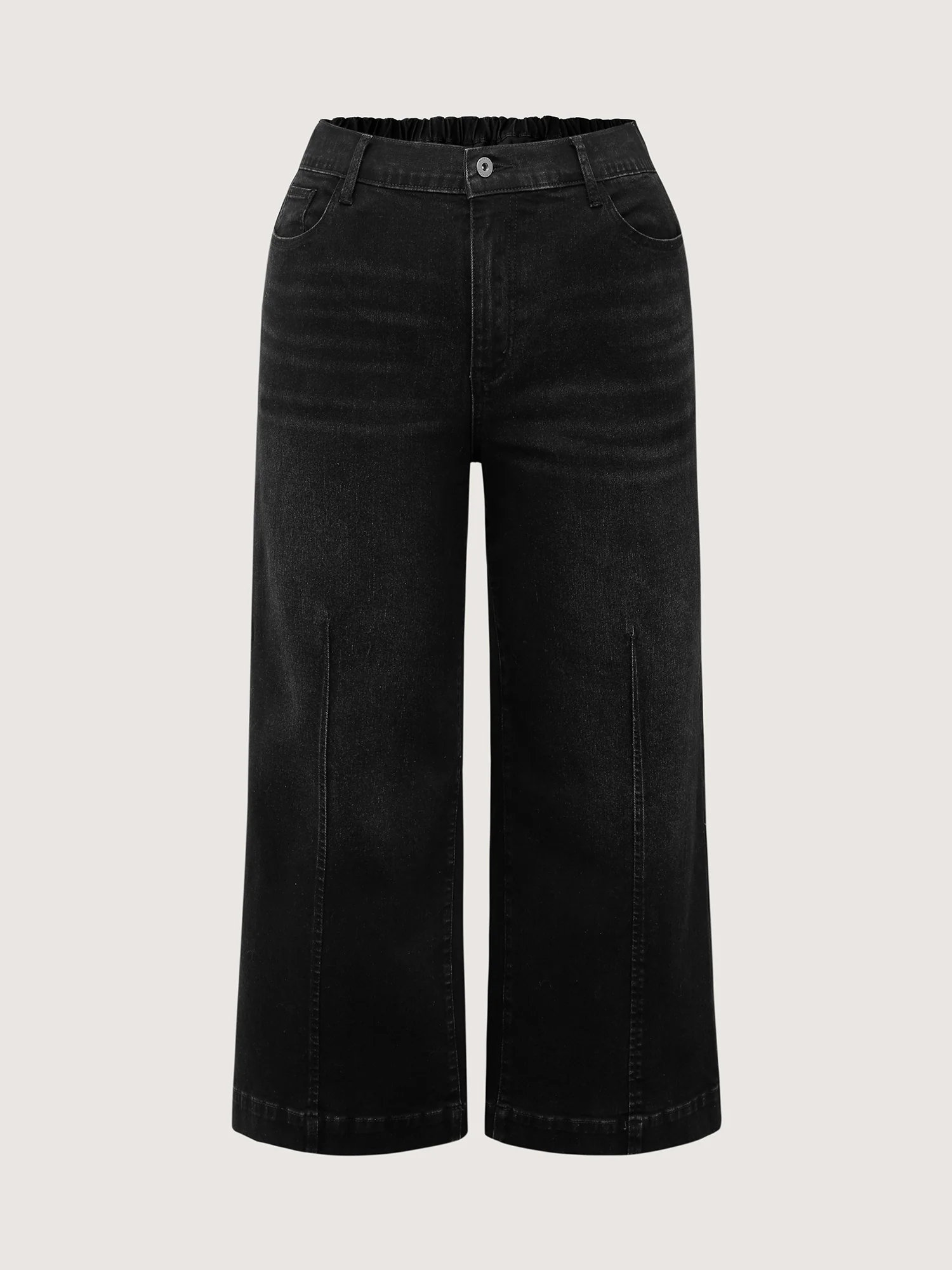 Back Elastic Waist High Rise Wide-Leg Jeans - Image 8