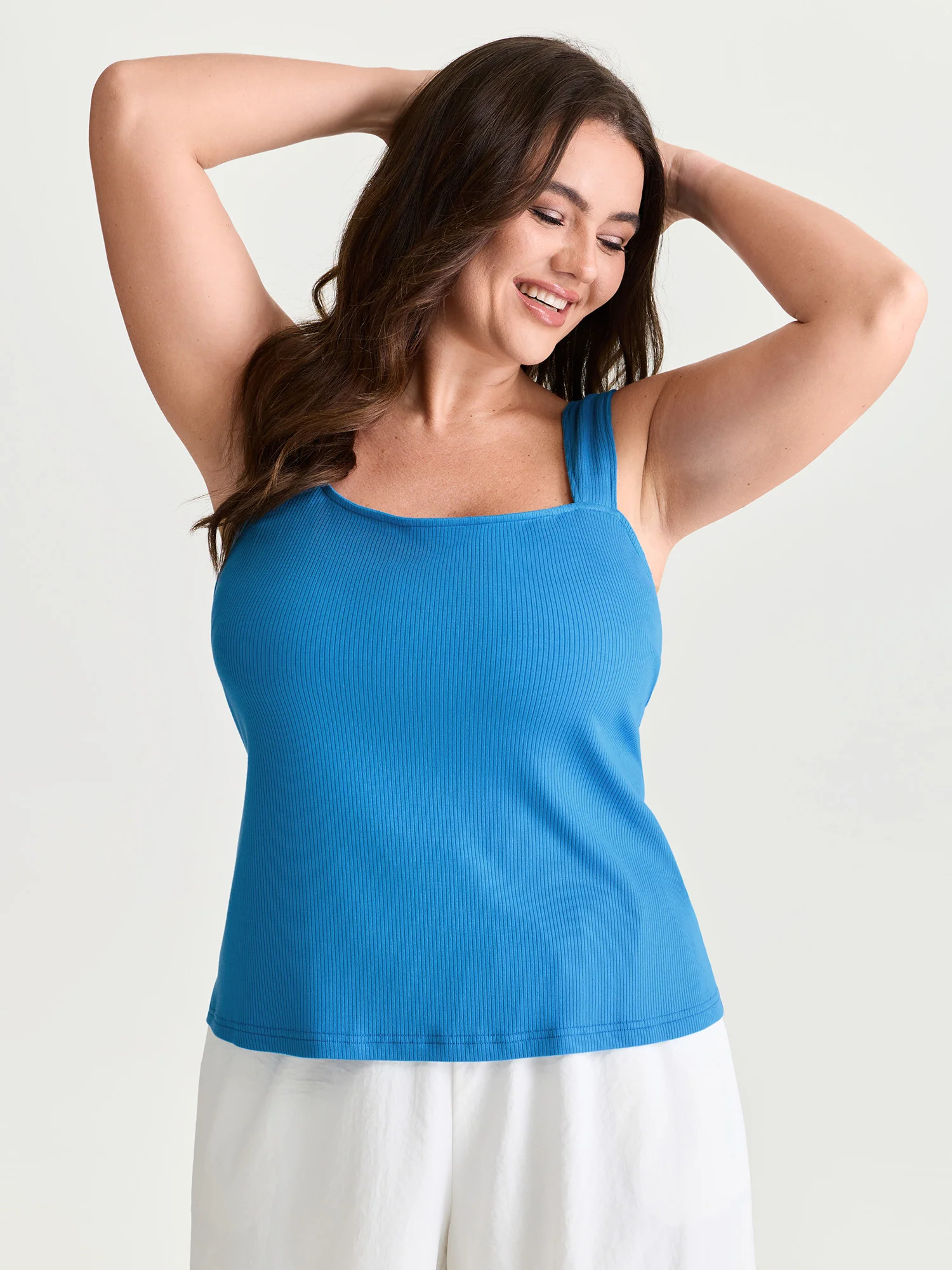 Supersoft Stretchy Wide Strap Plain Tank Top - Image 2