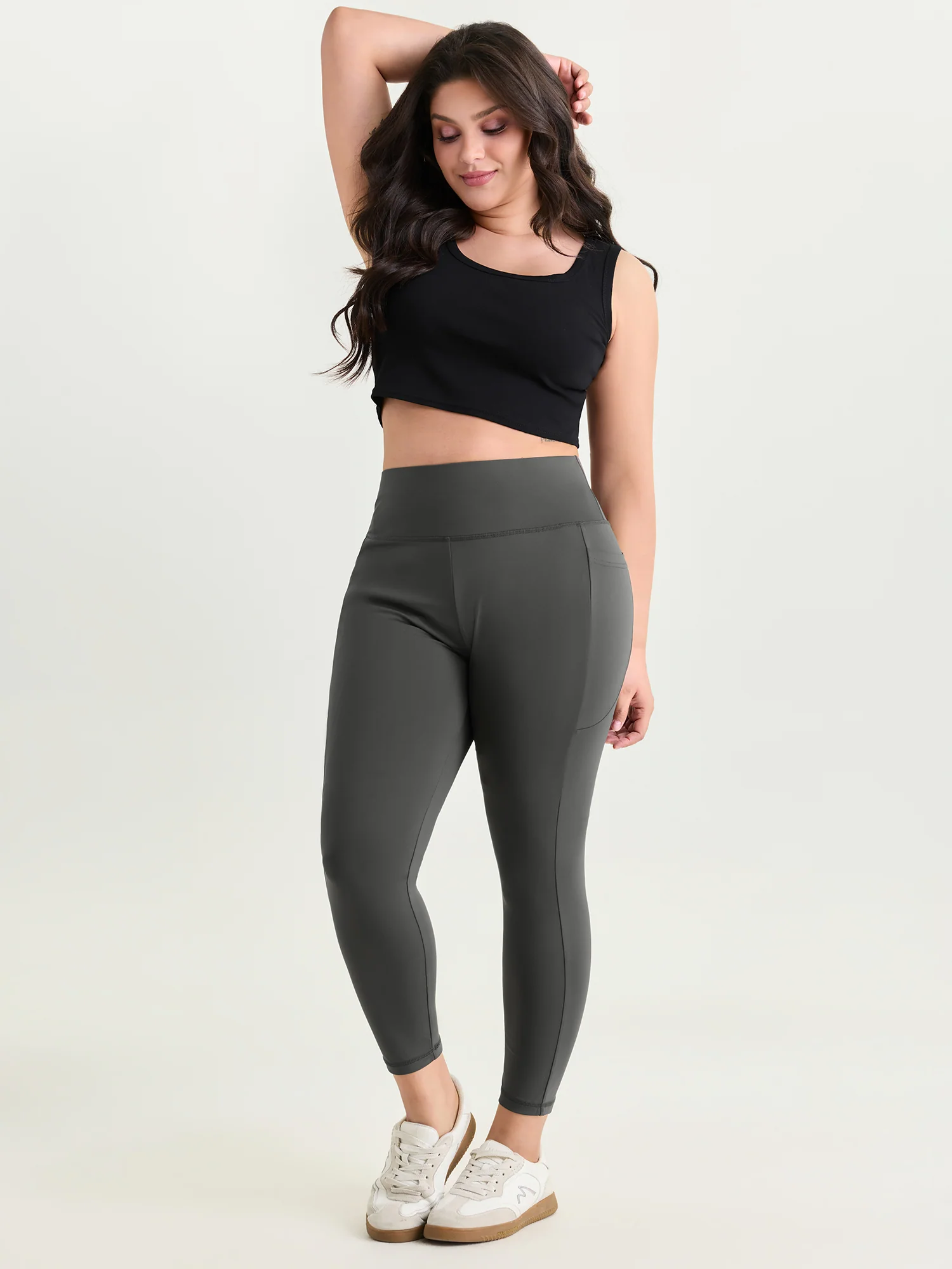 Stretchy Wide Waistband Pocket Leggings - Image 2