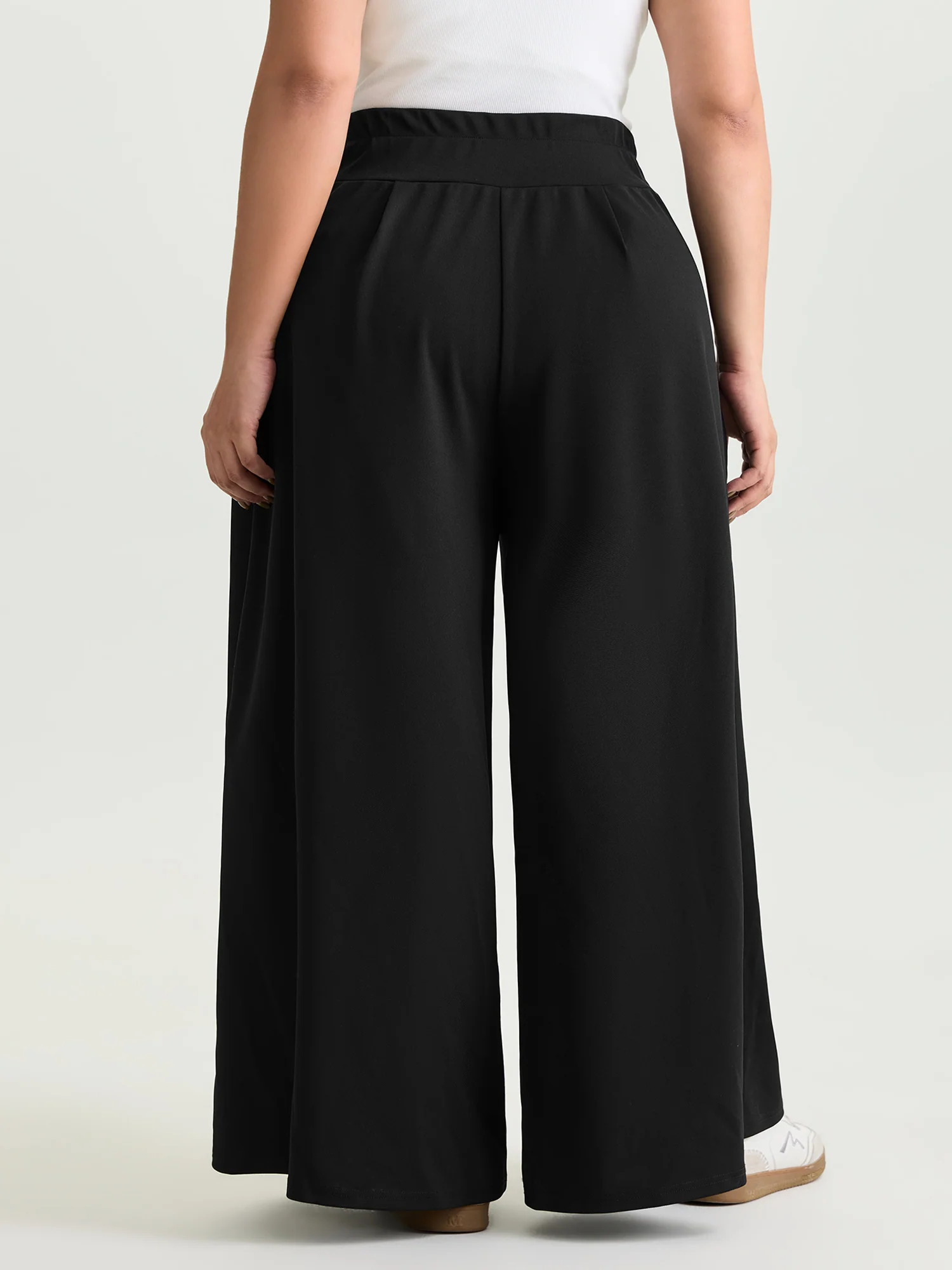 Stretchy Wide Waistband Wide-Leg Pants - Image 5
