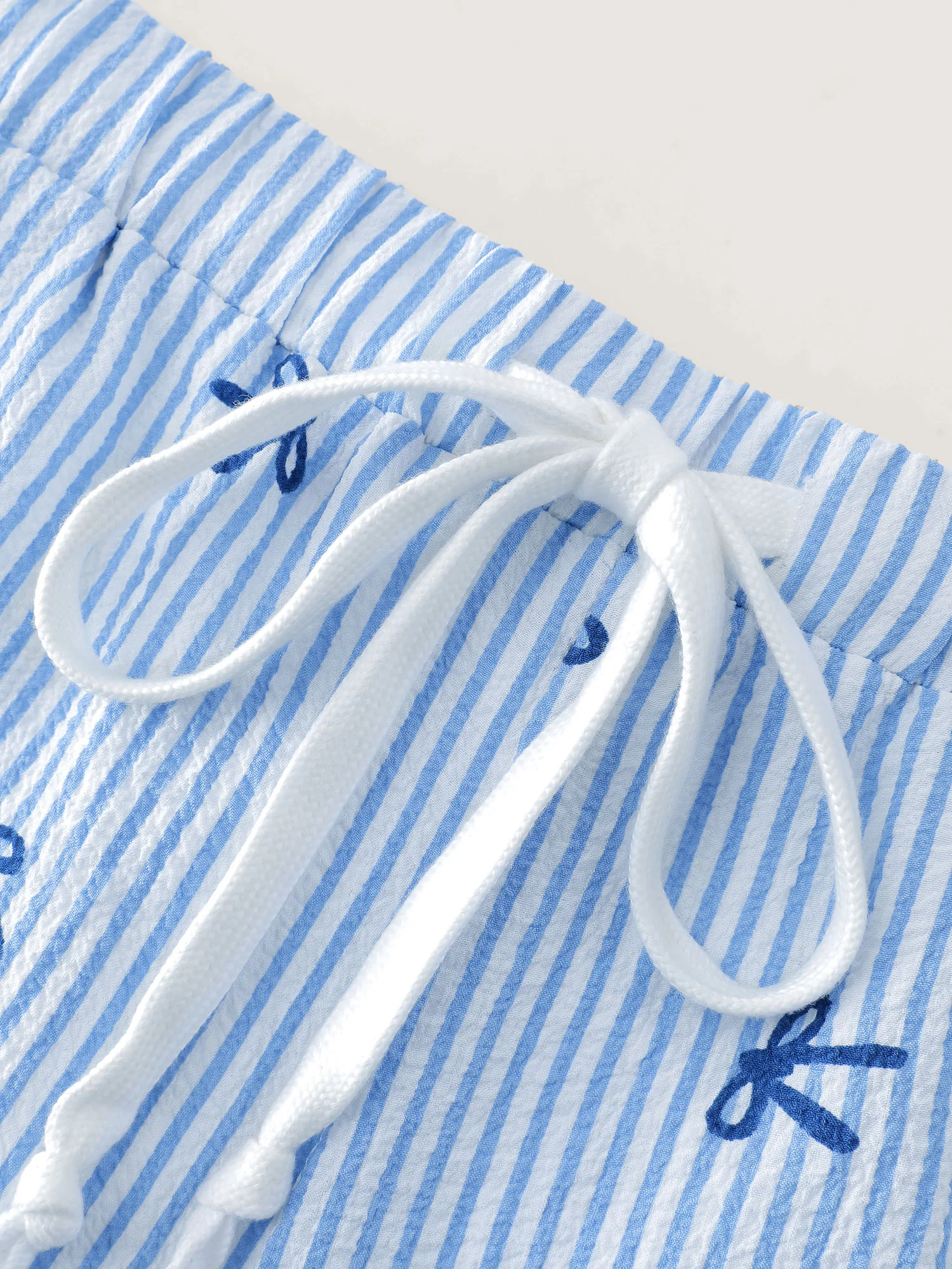 Stripe Bowknot Print Pockets Pants - Image 6