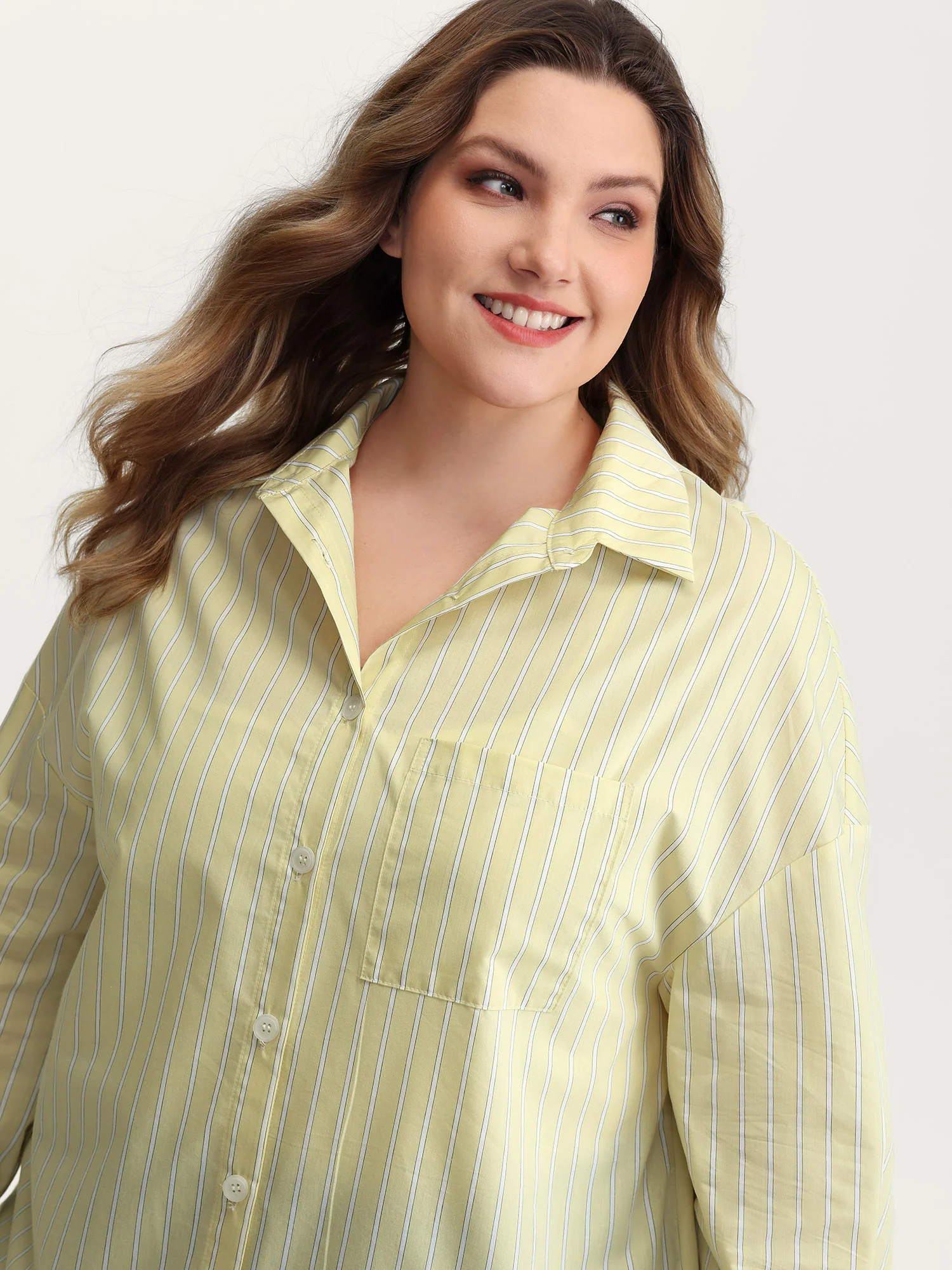 Stripe Button-Down Pocket Blouse - Image 2
