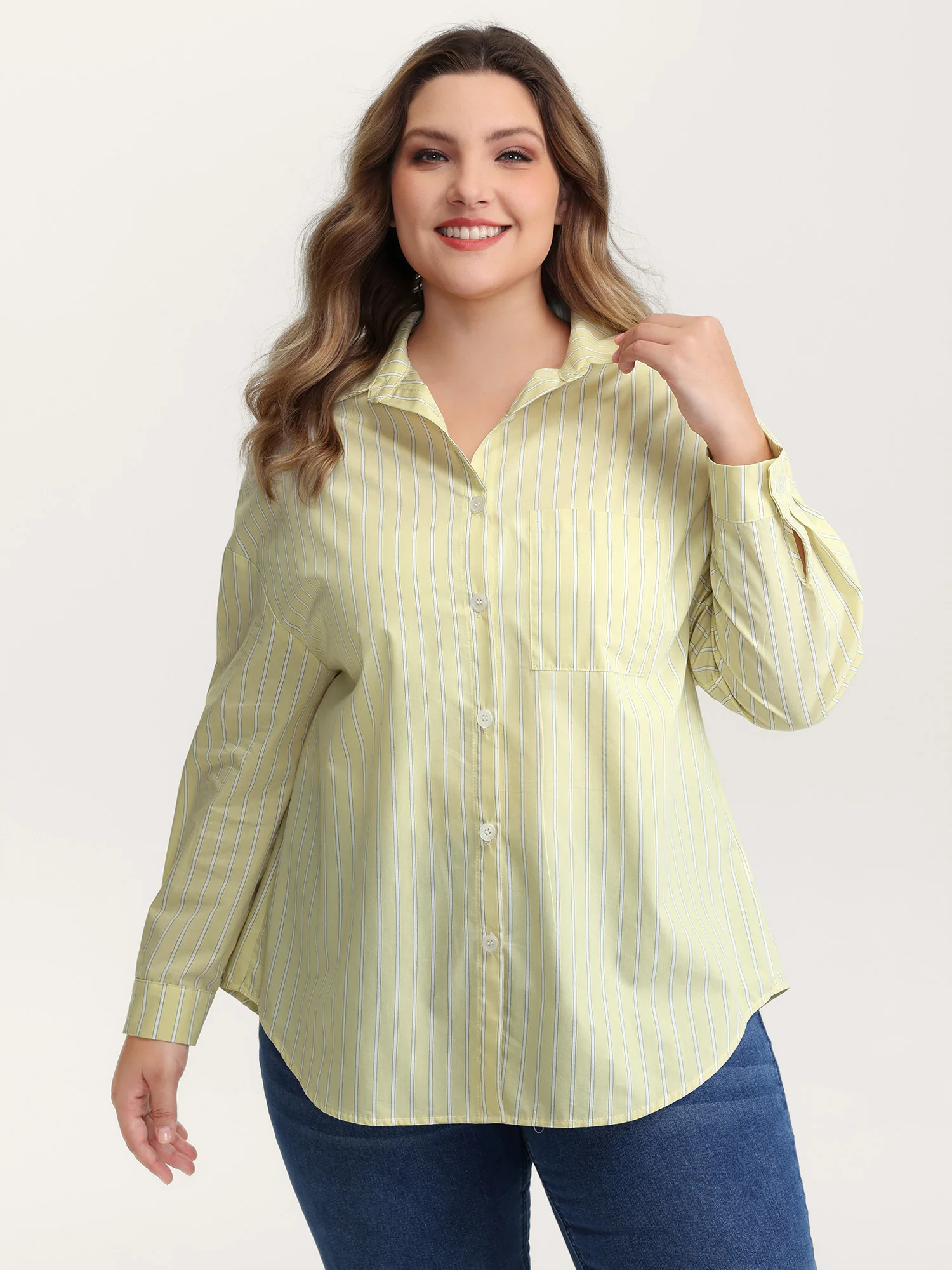 Stripe Button-Down Pocket Blouse - Image 5