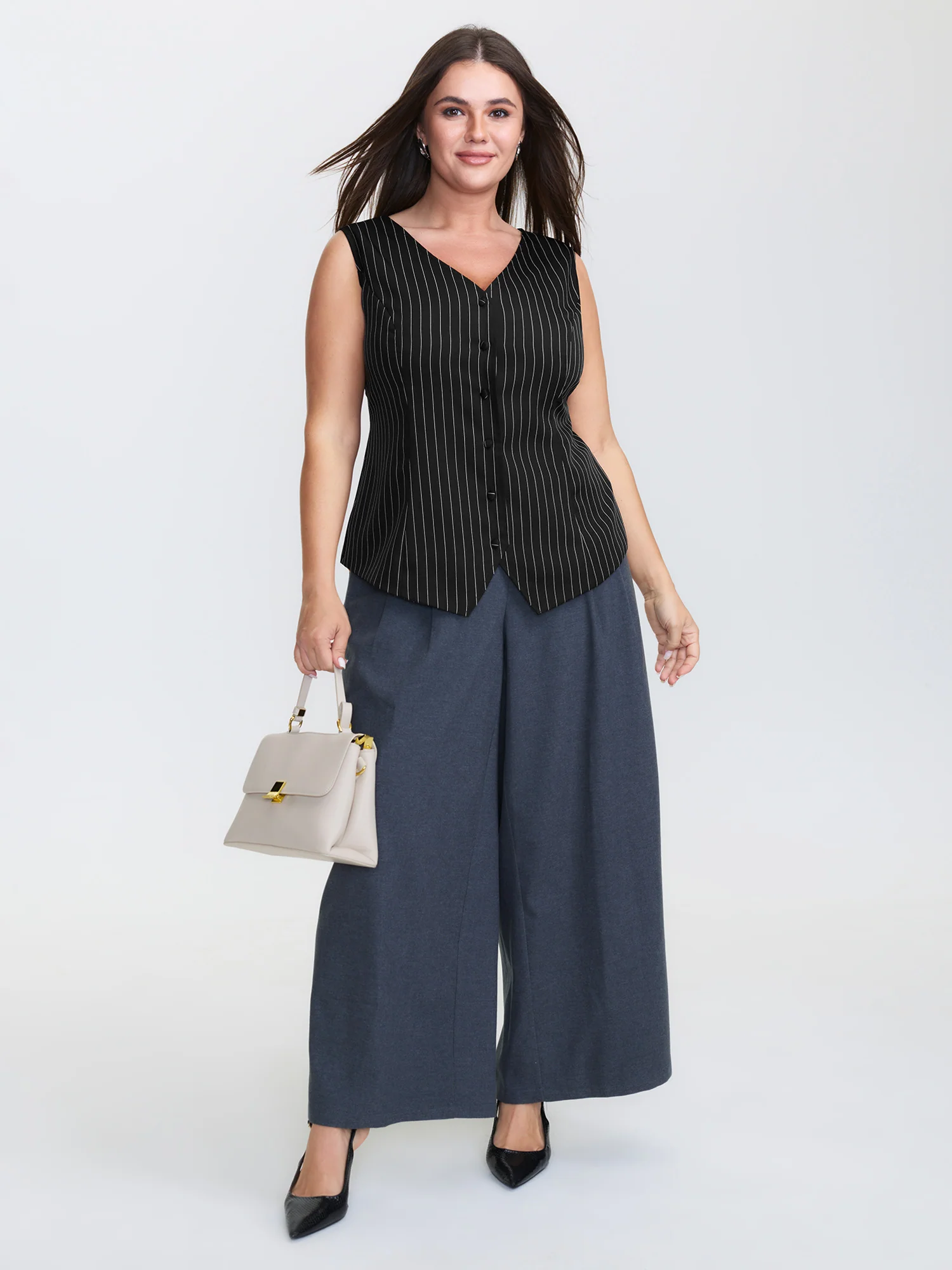 Stripe Button Fitted Vest - Image 2