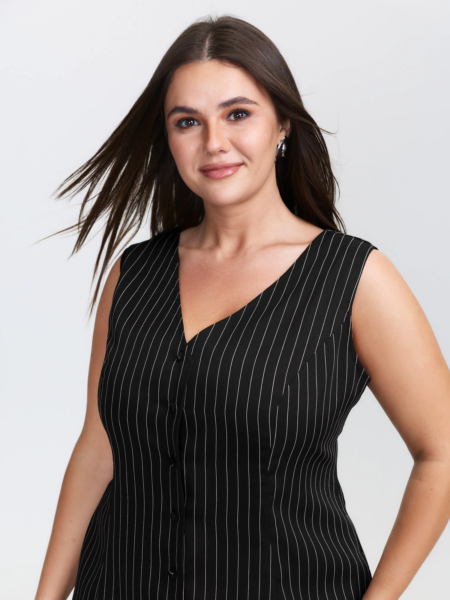 Stripe Button Fitted Vest - Image 3