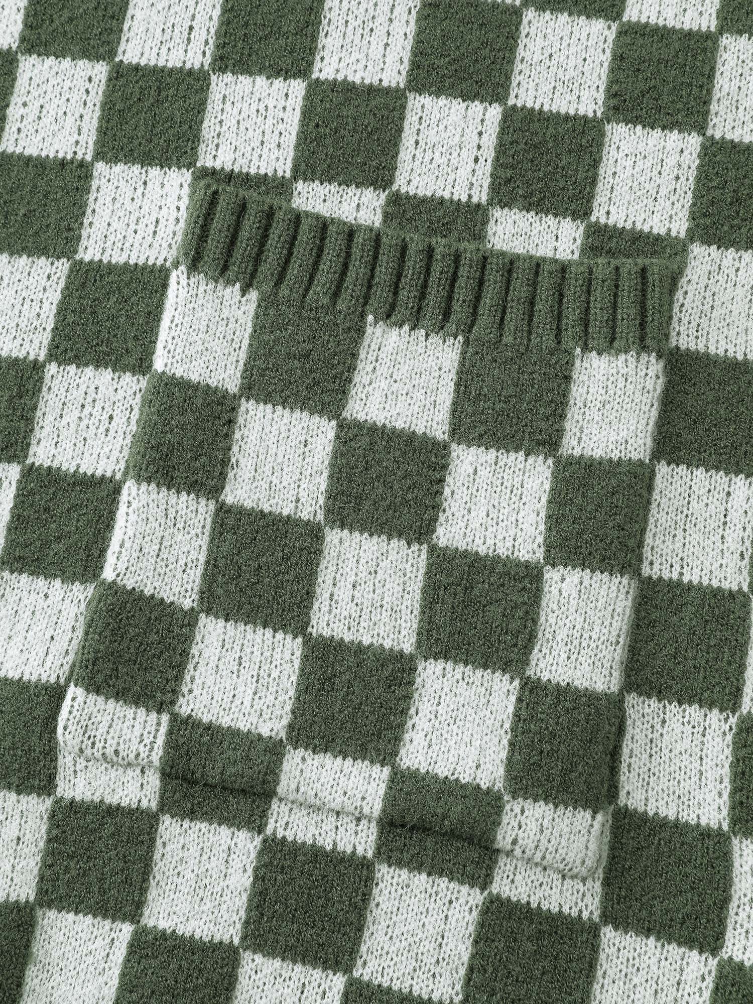 Supersoft Stripe Checkered Pockets Knit Cardigan - Image 6