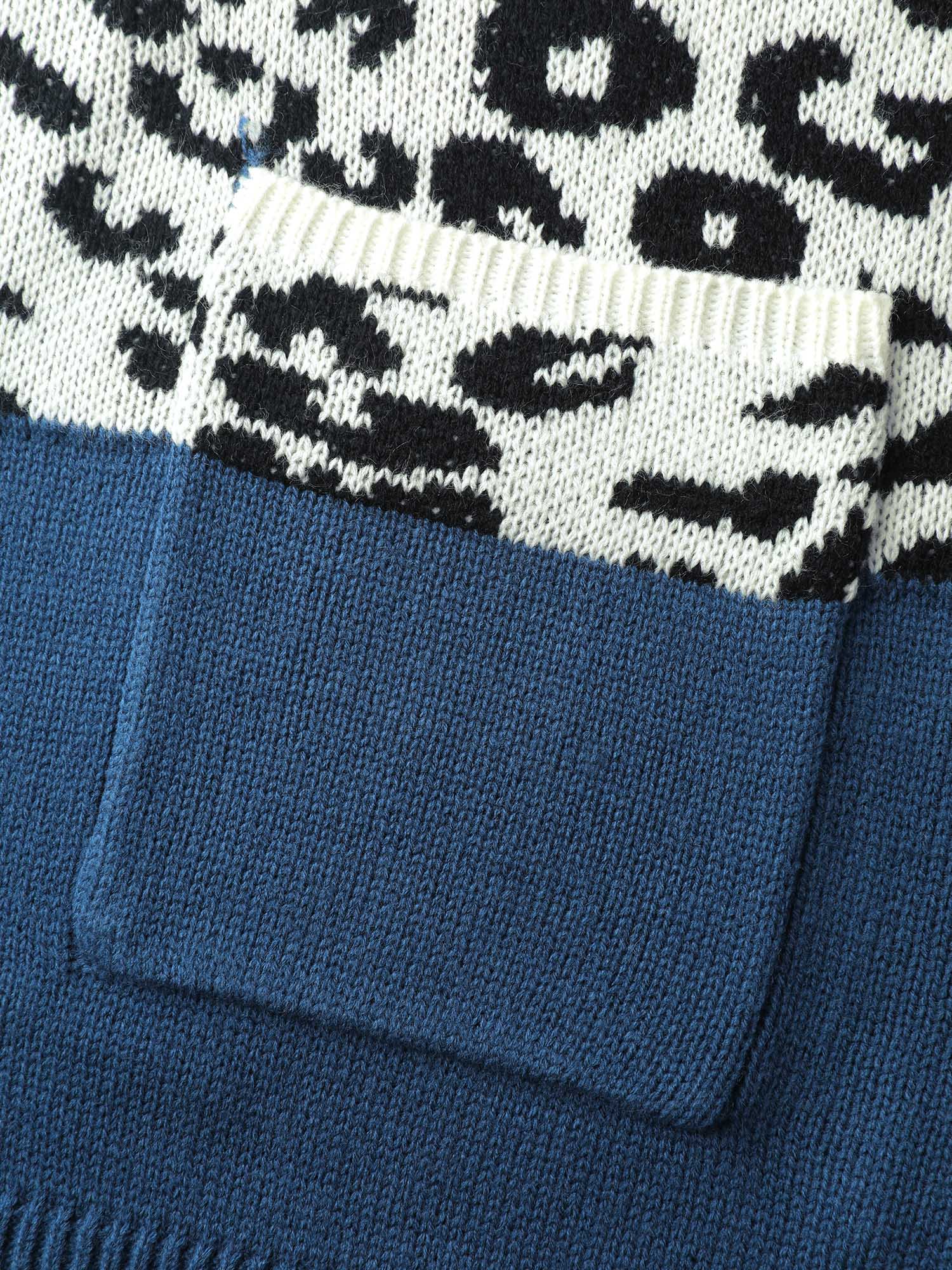 Stripe Color Block Leopard Knit Cardigan - Image 7