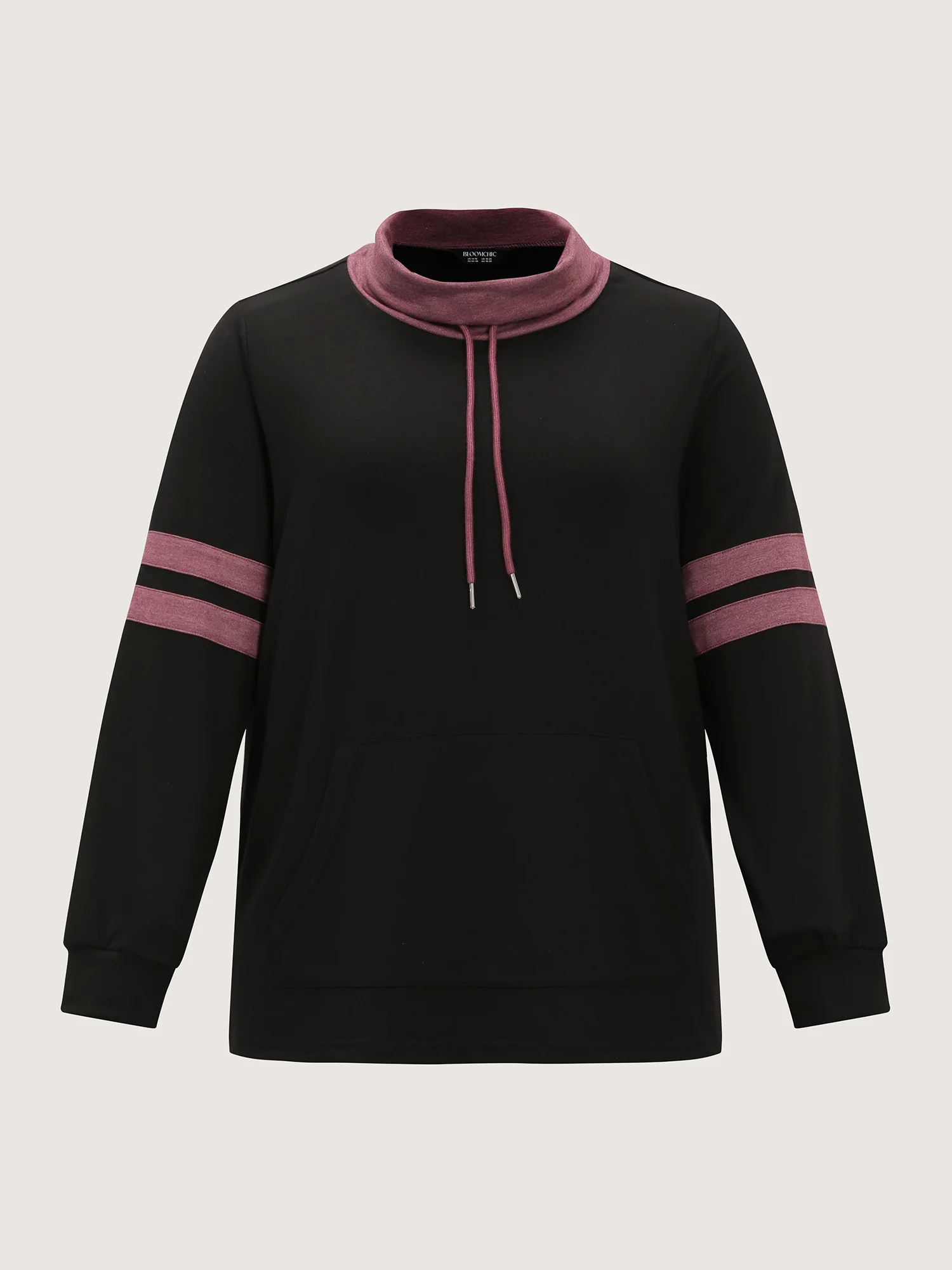 Stripe Color Contrast High Neck Sweatshirt - Image 7
