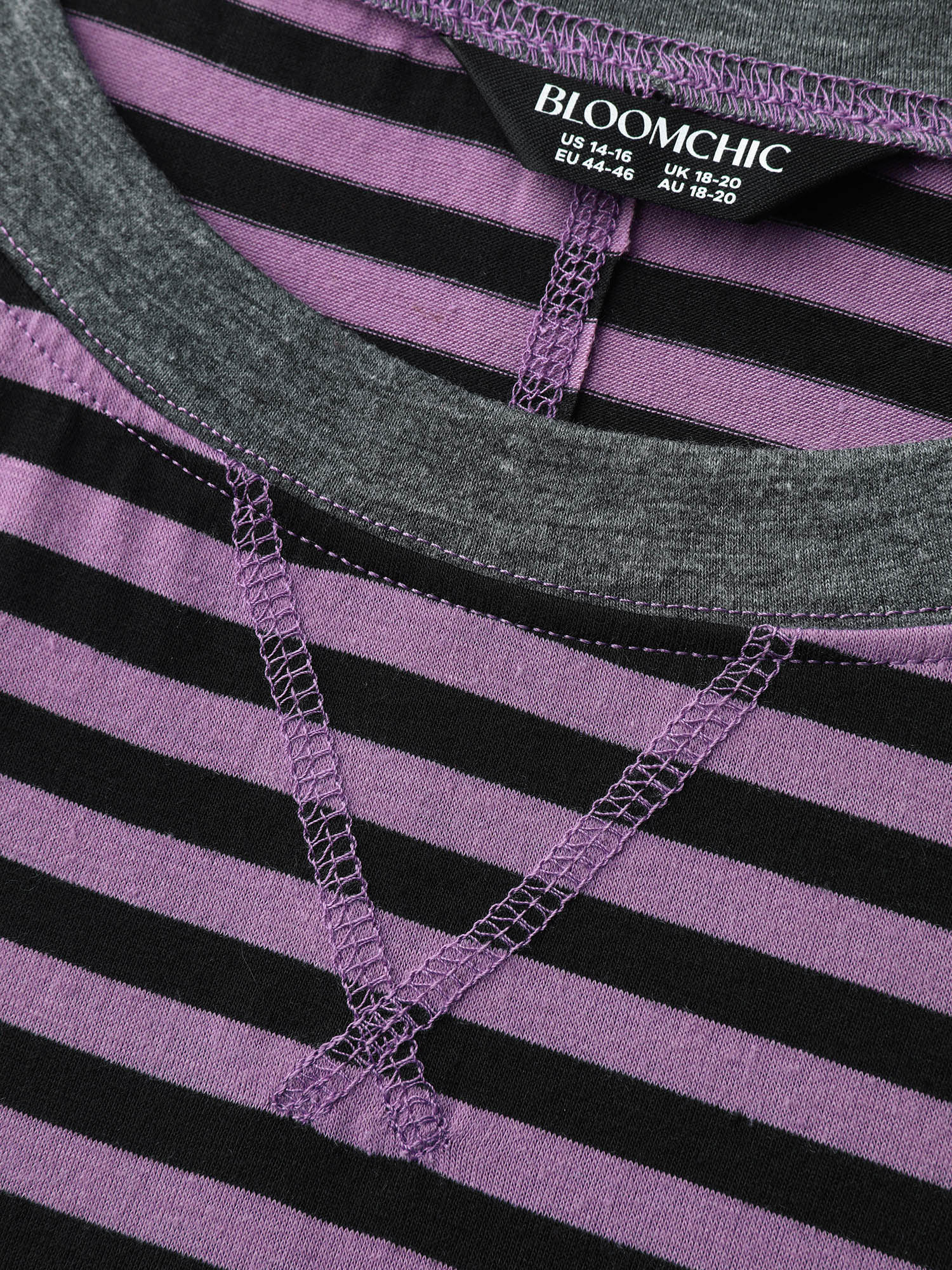 Stripe Color Contrast Stretchy T-Shirt - Image 6