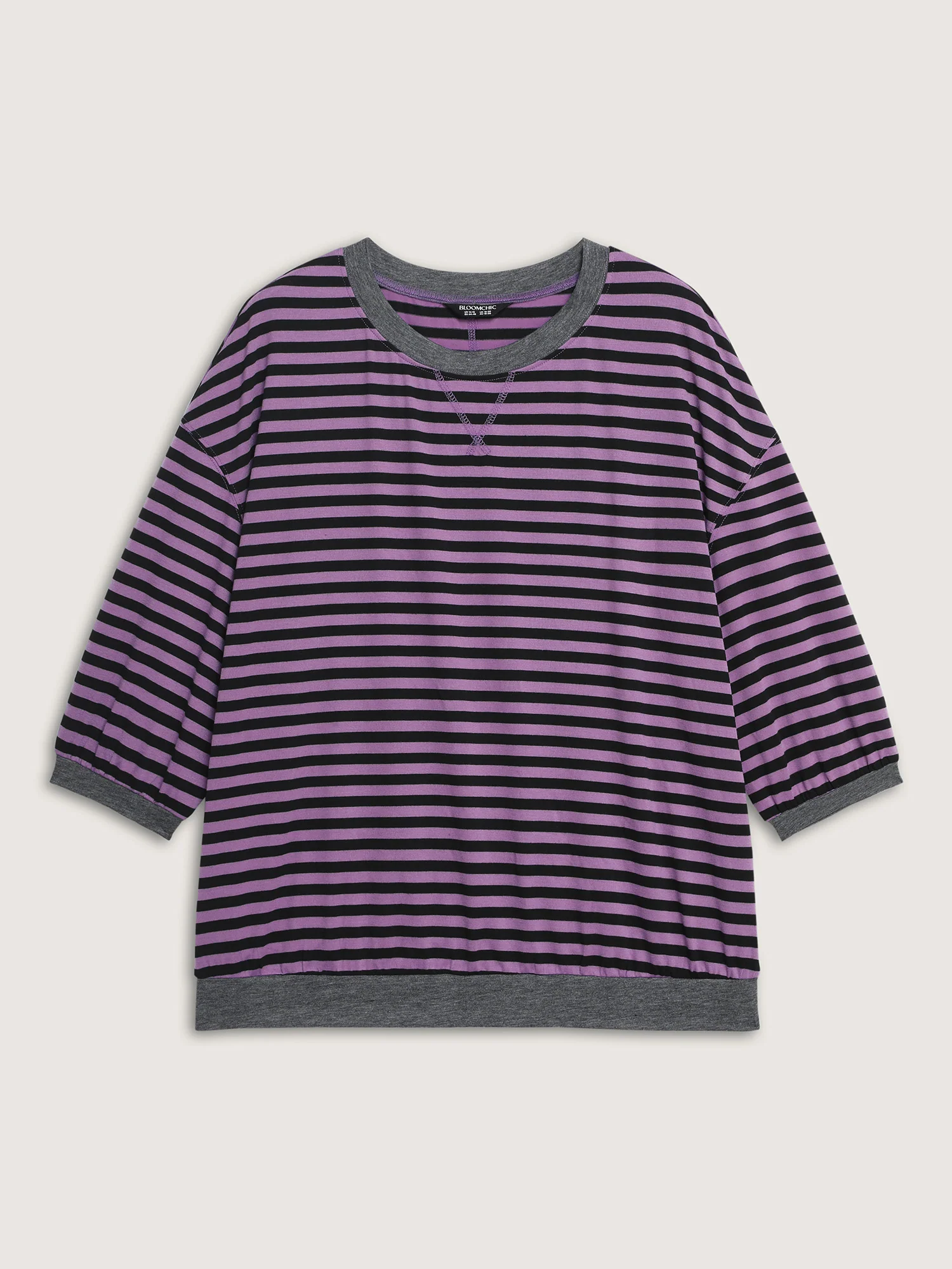 Stripe Color Contrast Stretchy T-Shirt - Image 8