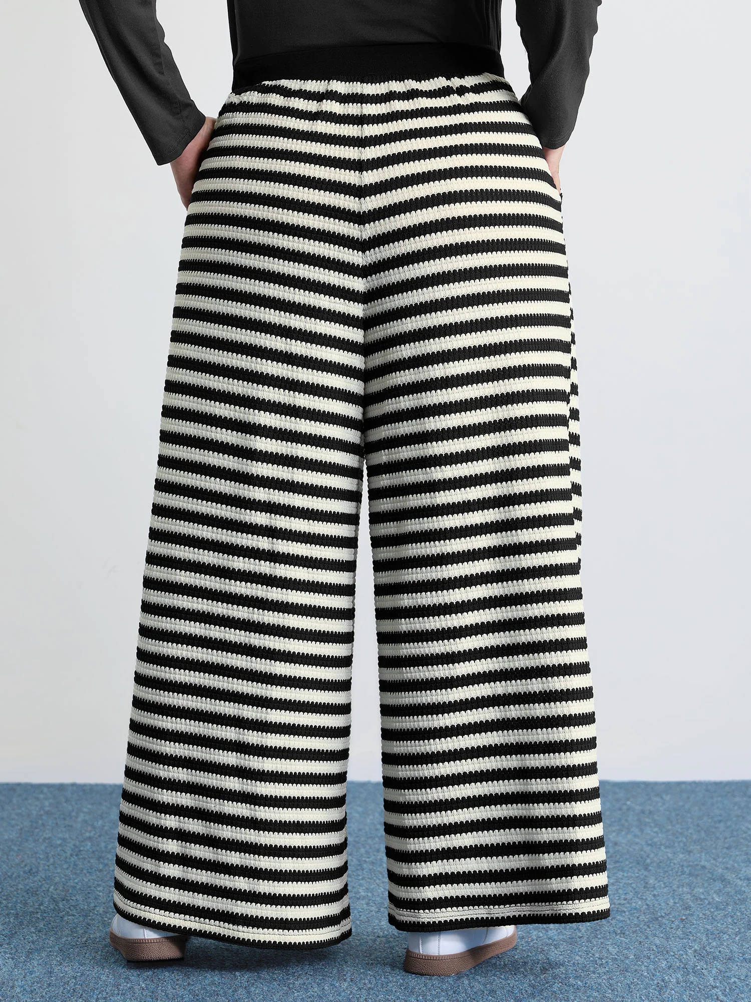 Stripe Drawstring Waist Straight-Leg Pants - Image 5