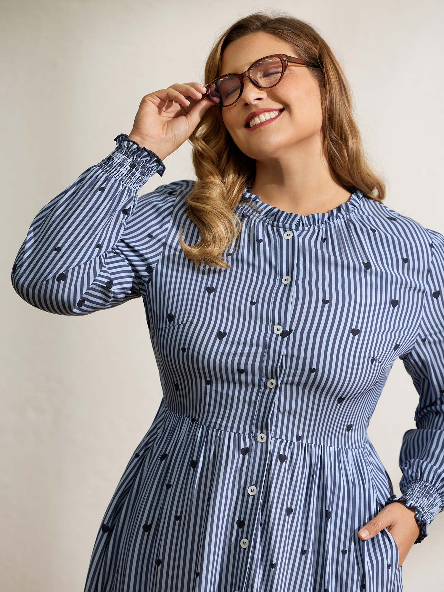 Stripe Hearts Pocket Shirt Maxi Dress - Image 2