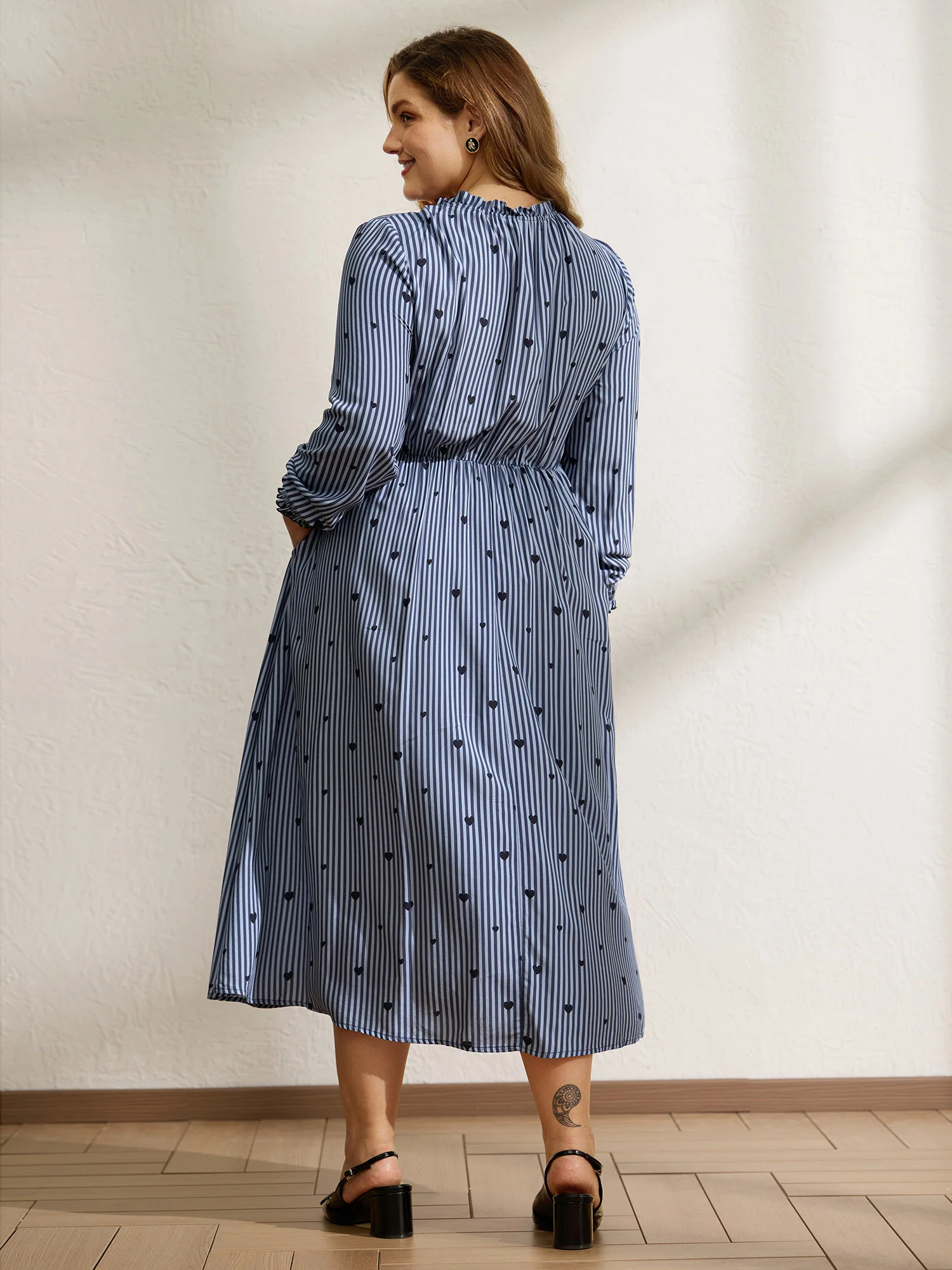 Stripe Hearts Pocket Shirt Maxi Dress - Image 4
