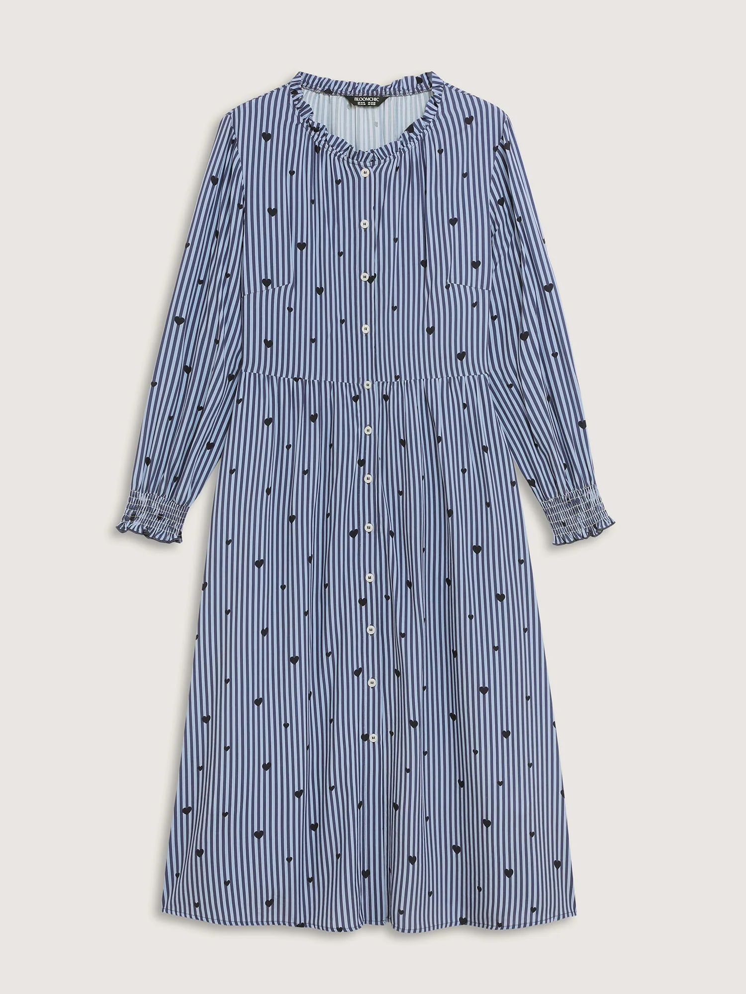 Stripe Hearts Pocket Shirt Maxi Dress - Image 7