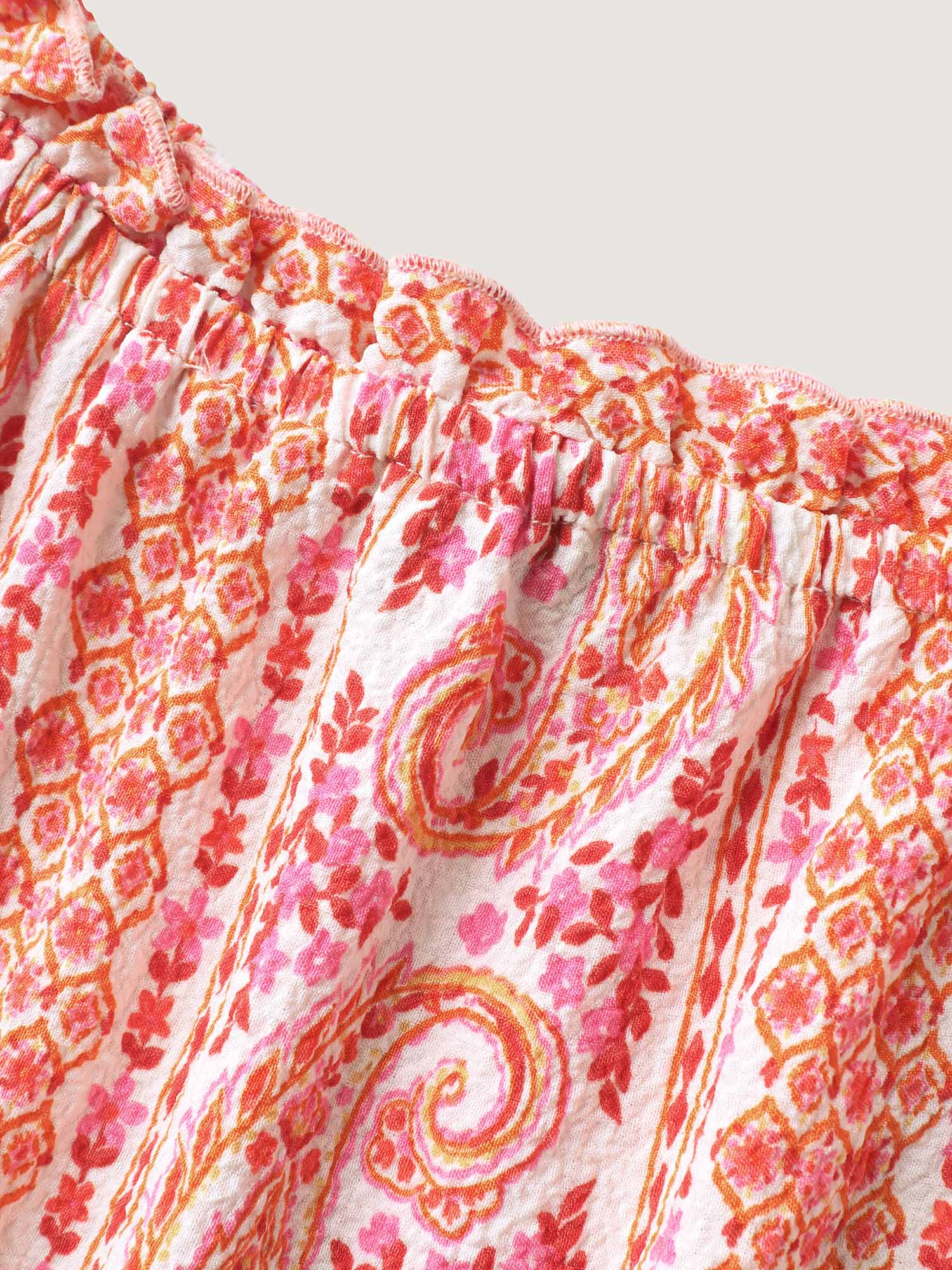 Stripe Paisley Print Ruffled Neck Blouse - Image 5