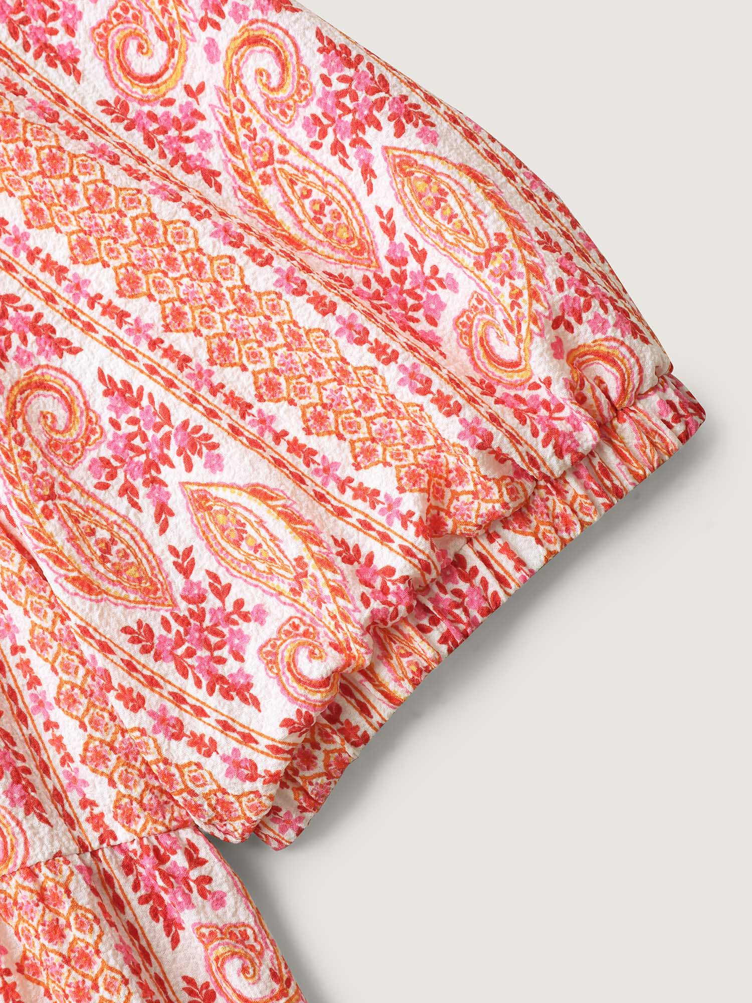 Stripe Paisley Print Ruffled Neck Blouse - Image 6