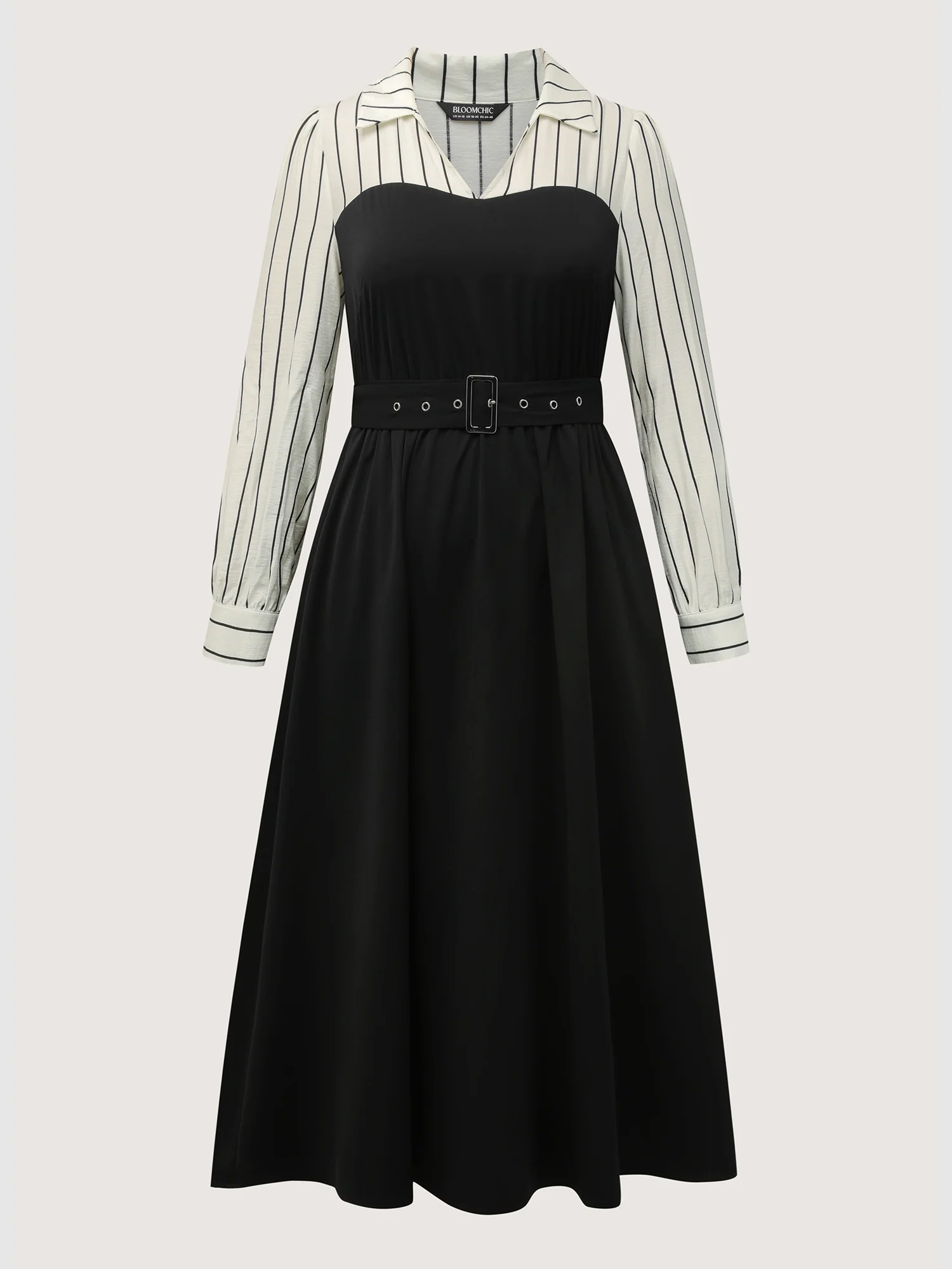 Stripe Print Belted Pockets Maxi Dress - Image 7