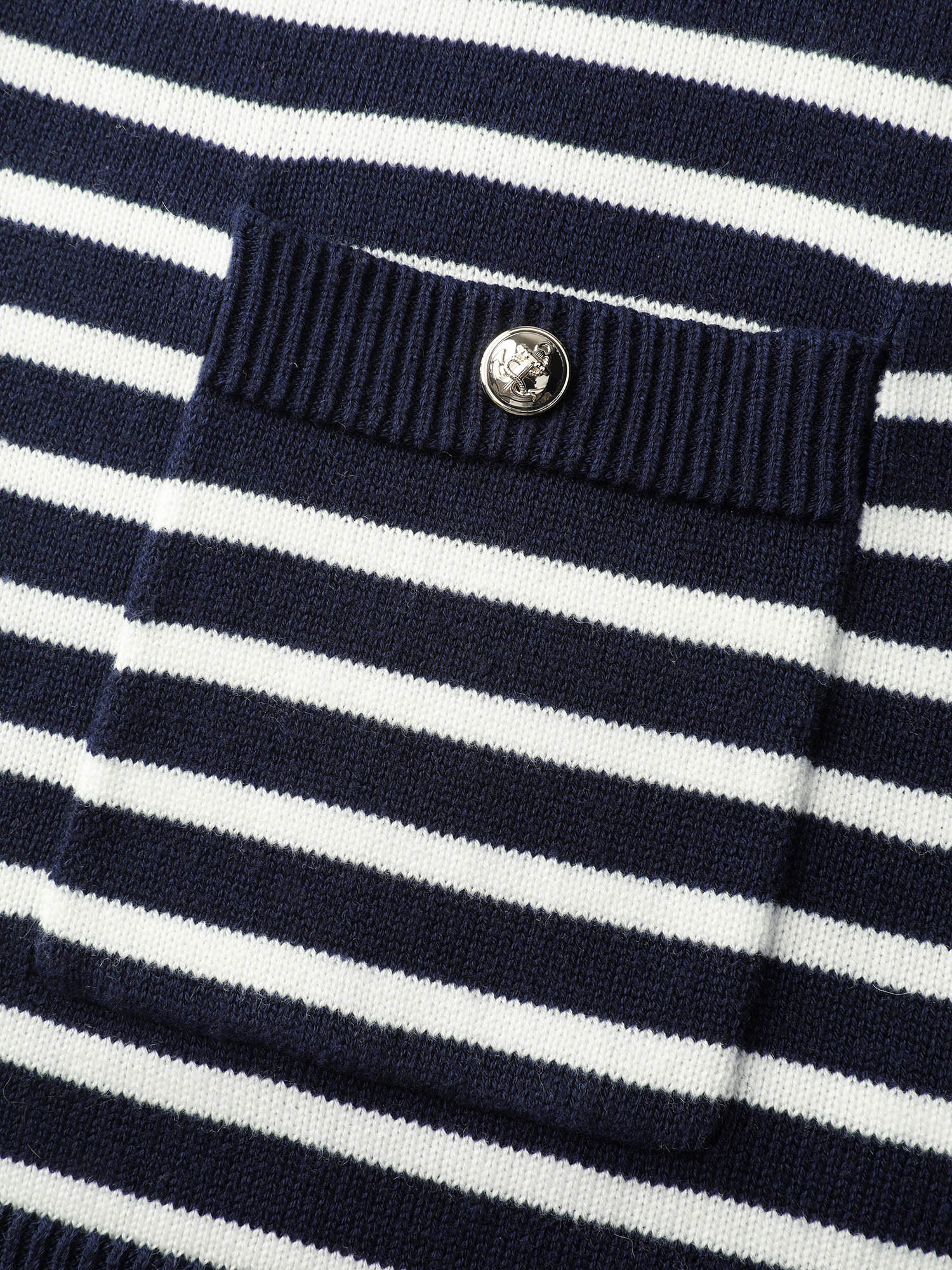 Wool-Blend Stripe Button Pockets Knit Cardigan - Image 5