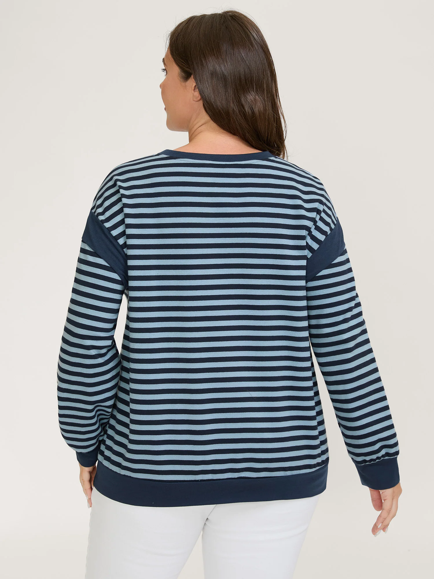 Stripe Print Color Contrast Sweatshirt - Image 4