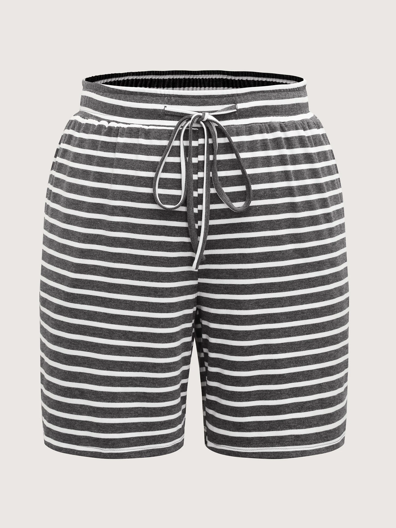Stripe Print Drawstring Straight-Leg Shorts - Image 7