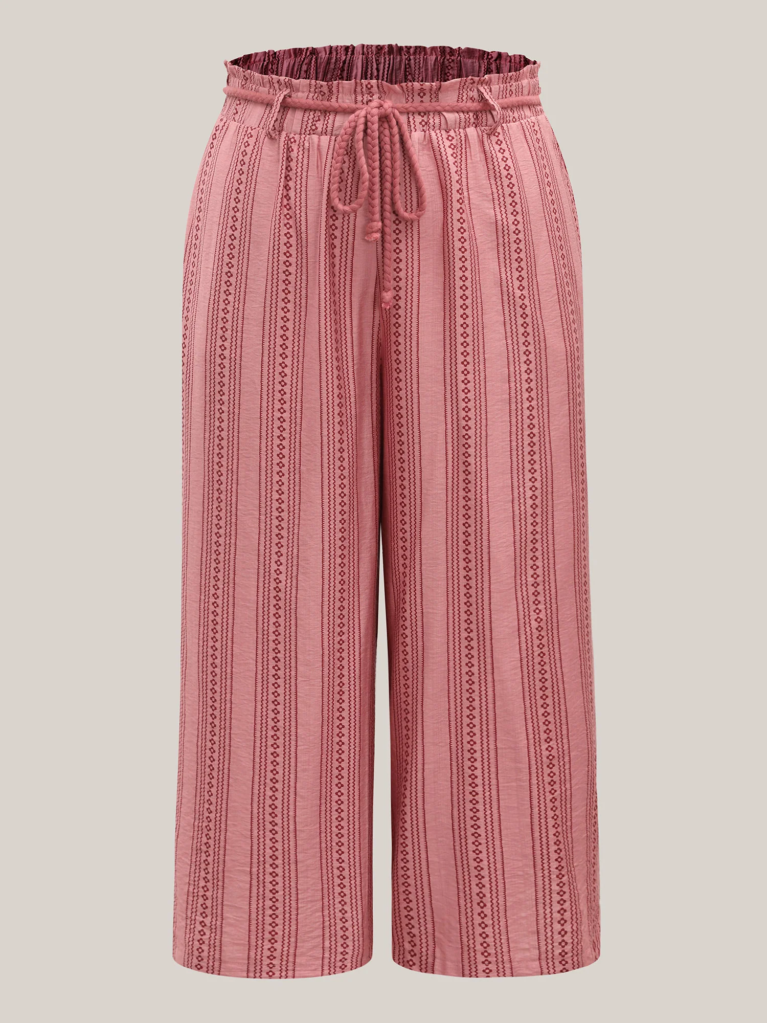 Stripe Print Drawstring Wide-Leg Pants - Image 7