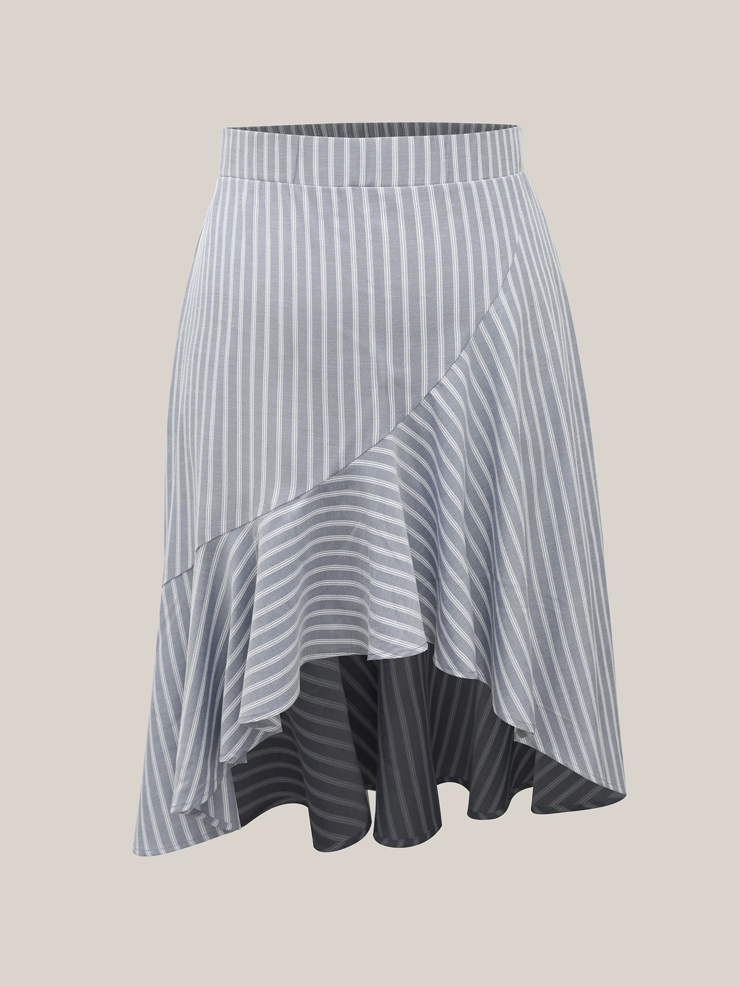 Stripe Print High-Low Hem Midi Skirt - Image 7