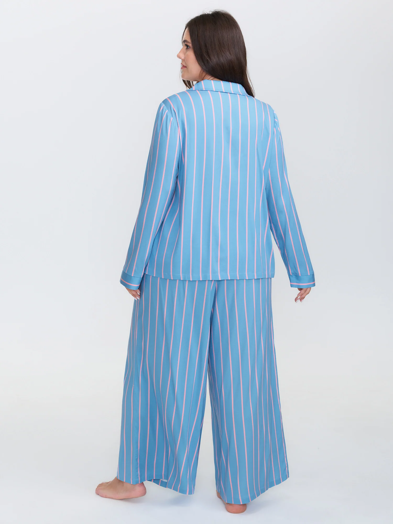 Stripe Print Pockets Two-Piece Lounge Set - Image 3