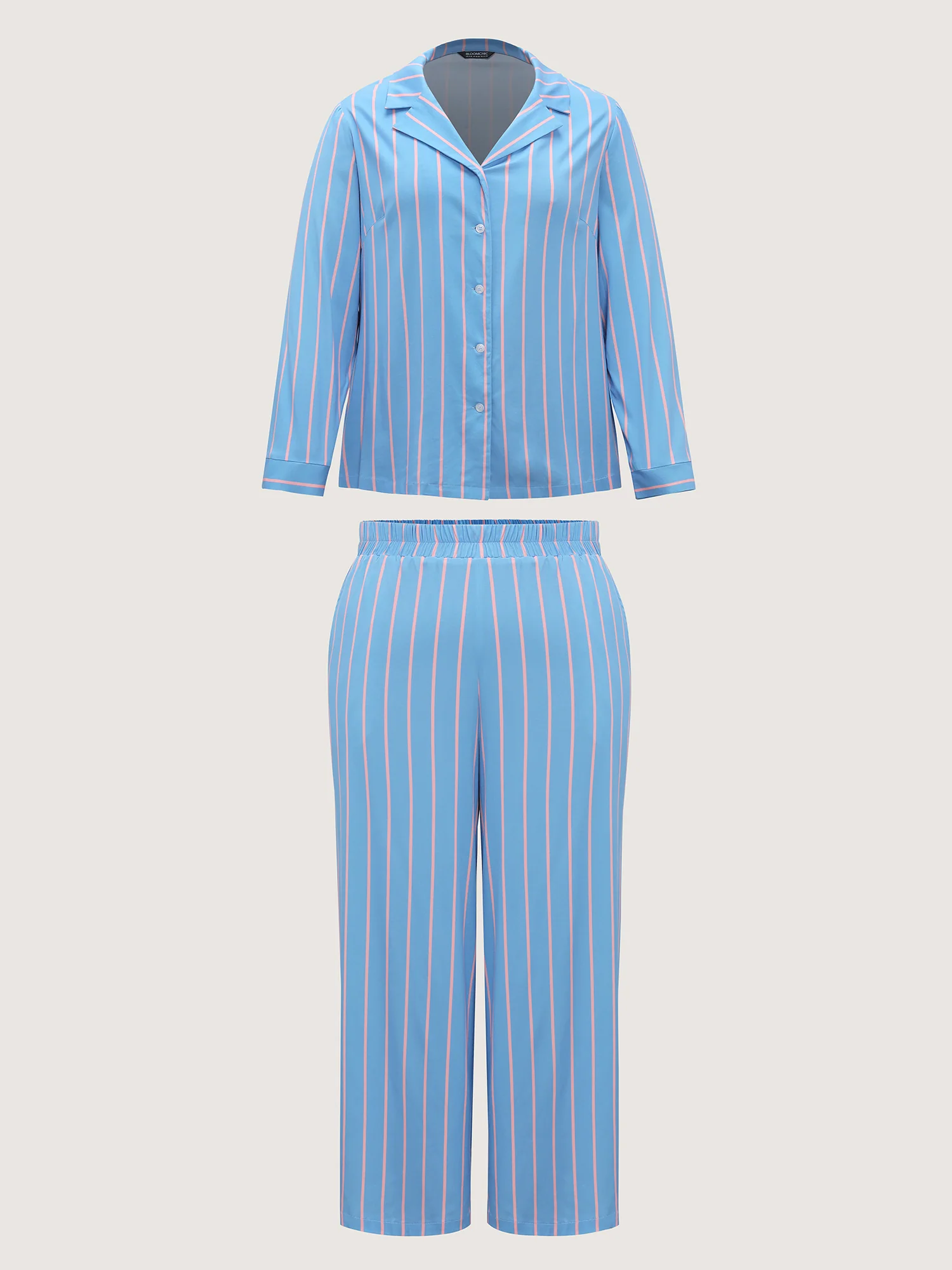 Stripe Print Pockets Two-Piece Lounge Set - Image 7