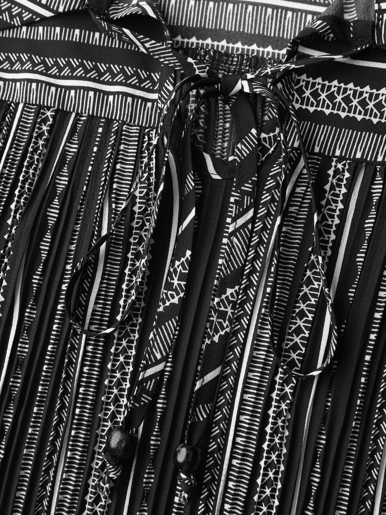 Stripe Print Semi Sheer Pleated Blouse - Image 5
