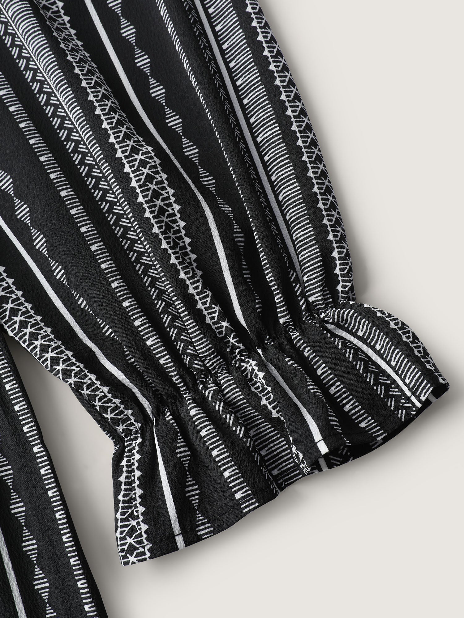 Stripe Print Semi Sheer Pleated Blouse - Image 6