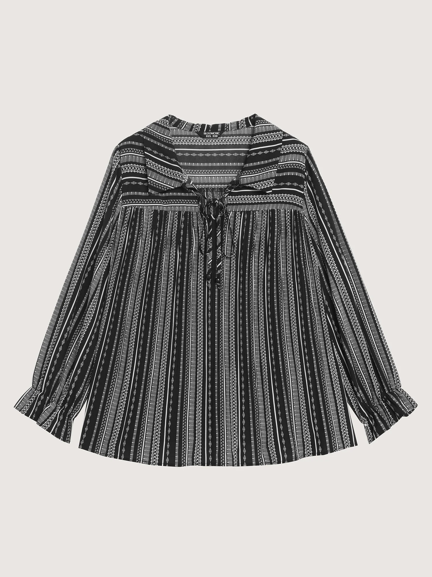 Stripe Print Semi Sheer Pleated Blouse - Image 7