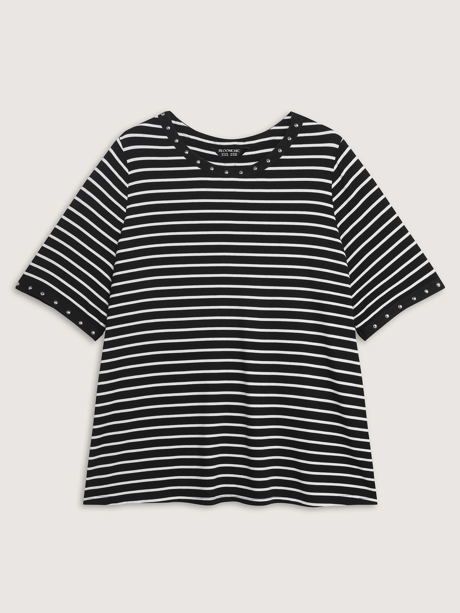 Stripe Rivets Contrast Edge T-Shirt - Image 6