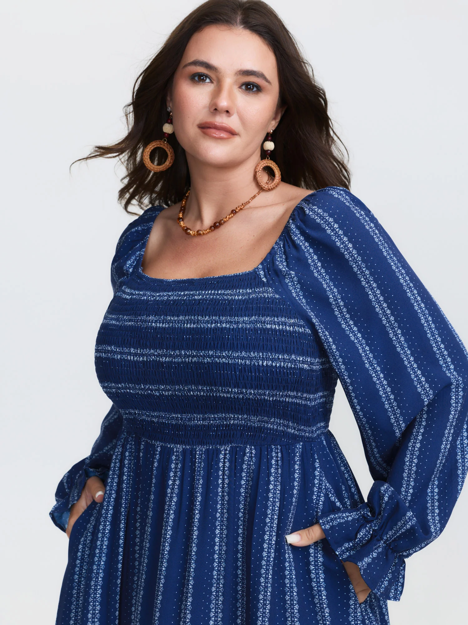 Stripe Ruffled Cuff Sleeve Maxi Dress - Image 3