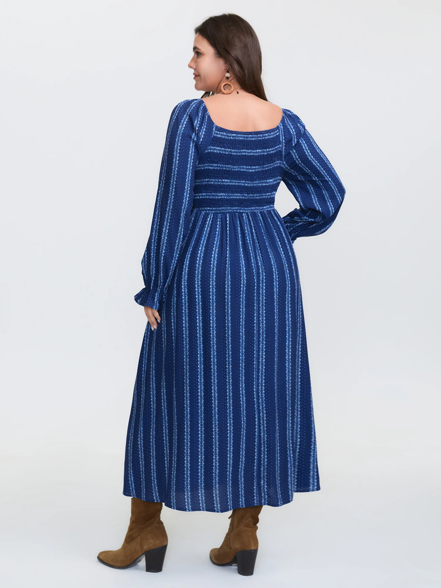Stripe Ruffled Cuff Sleeve Maxi Dress - Image 4