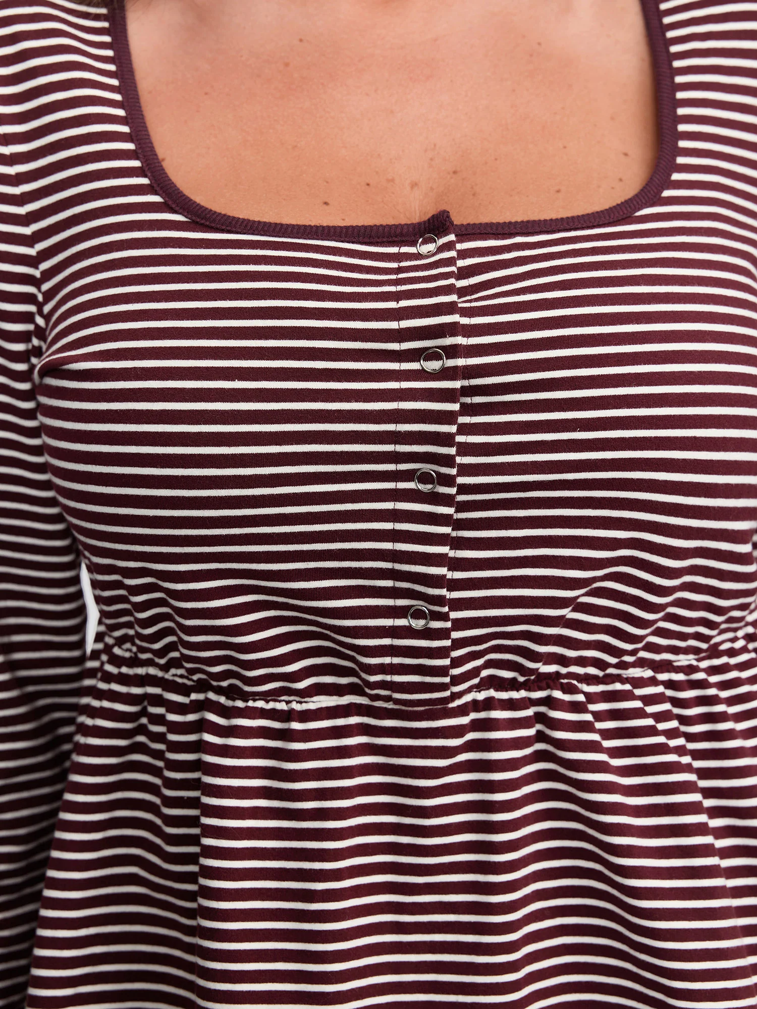 Stripe Scoop Neck Cinched-Waist T-Shirt - Image 2