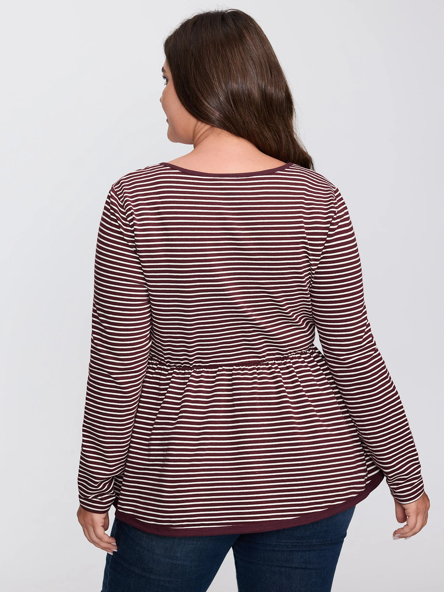 Stripe Scoop Neck Cinched-Waist T-Shirt - Image 4