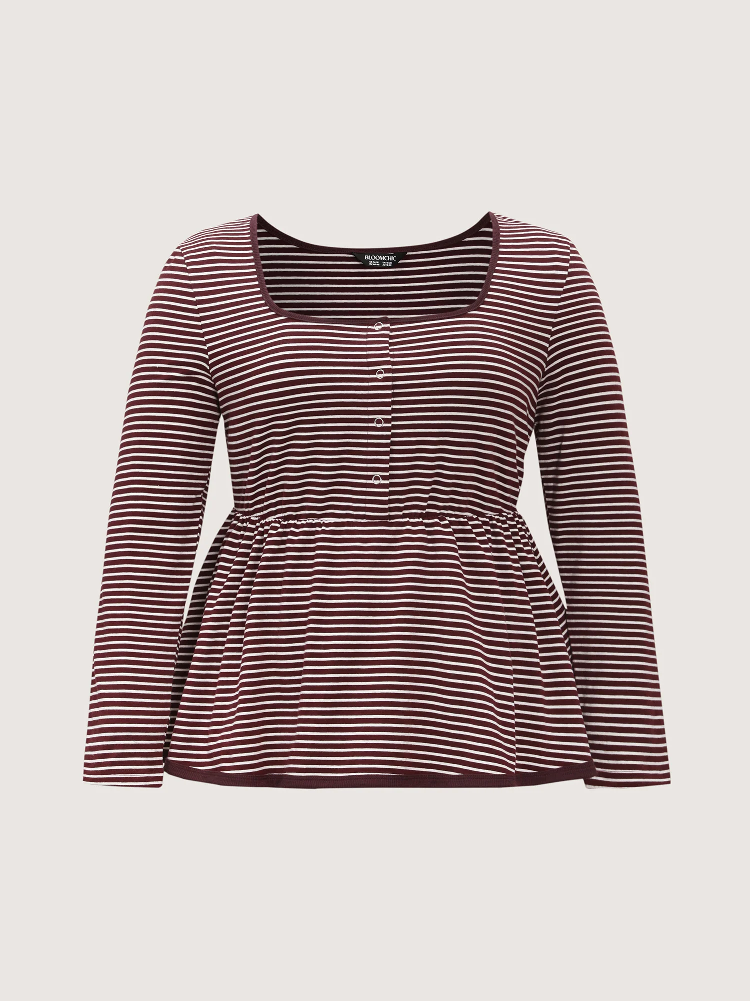 Stripe Scoop Neck Cinched-Waist T-Shirt - Image 7