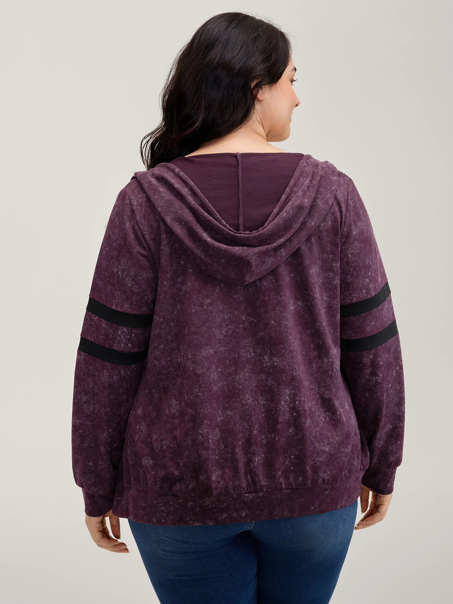 Stripe Sleeve Zipper-Front Pockets Jacket - Image 4