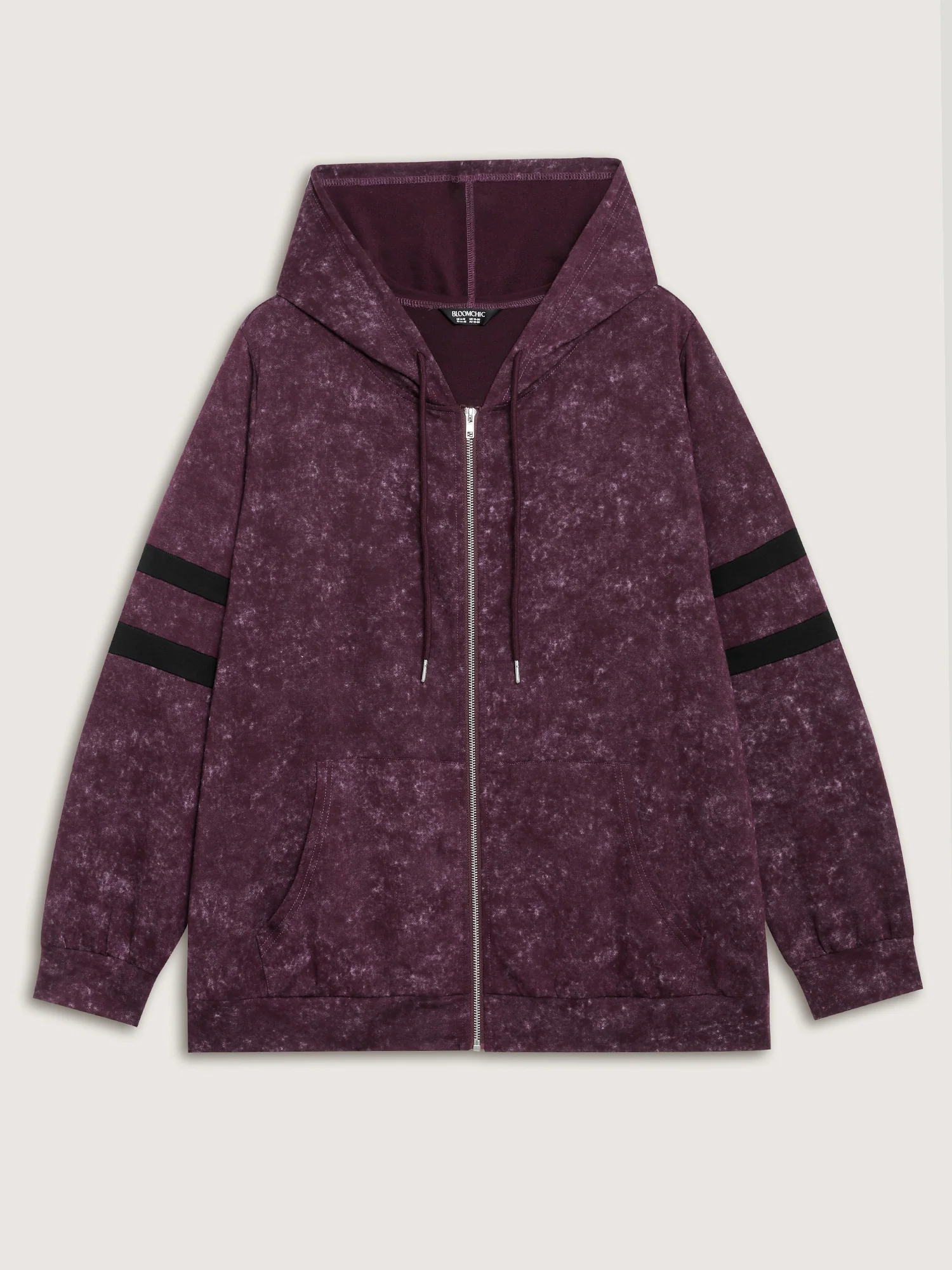 Stripe Sleeve Zipper-Front Pockets Jacket - Image 8