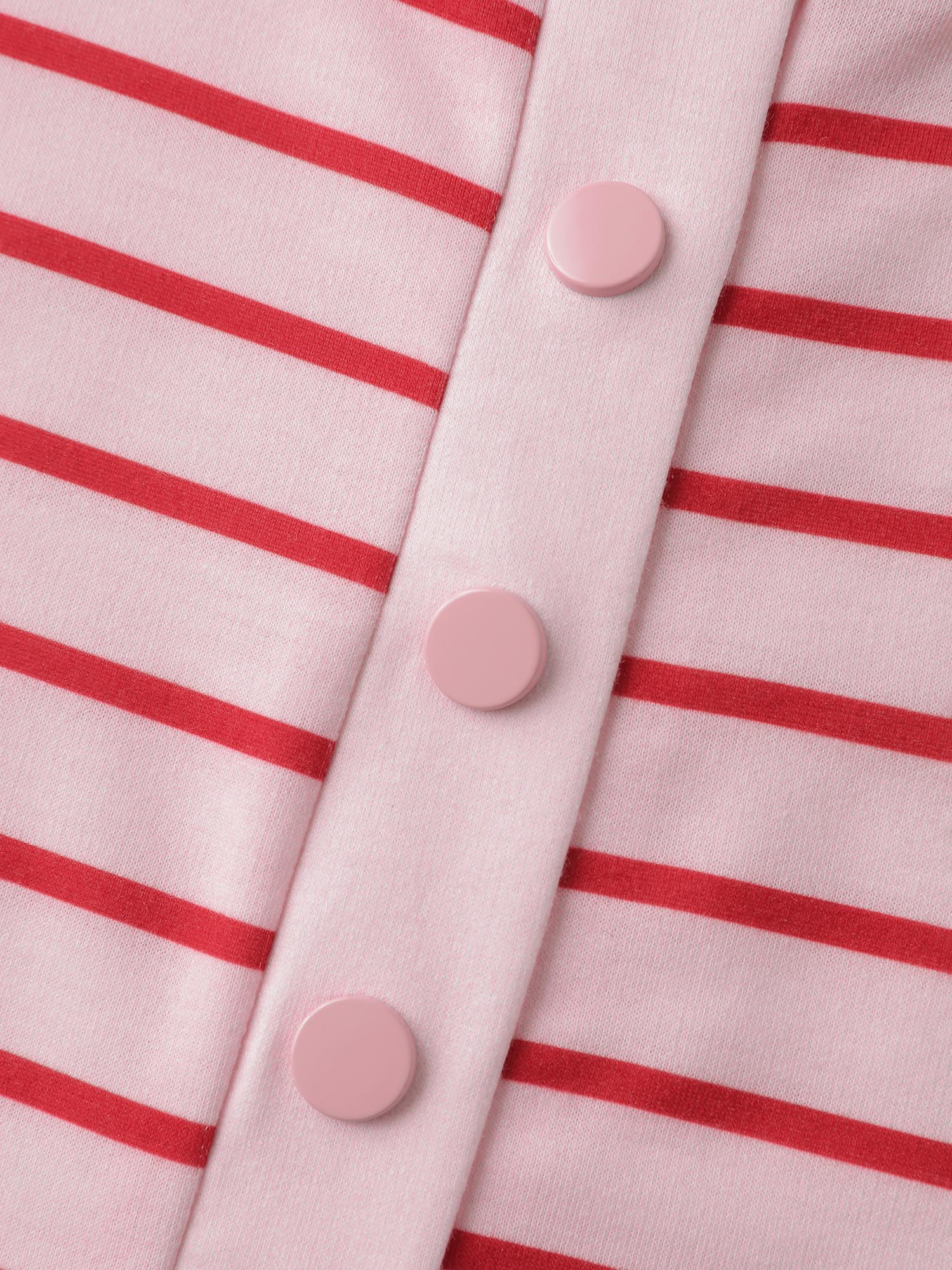 Stripe Snap Button Round Neck Sweatshirt - Image 5